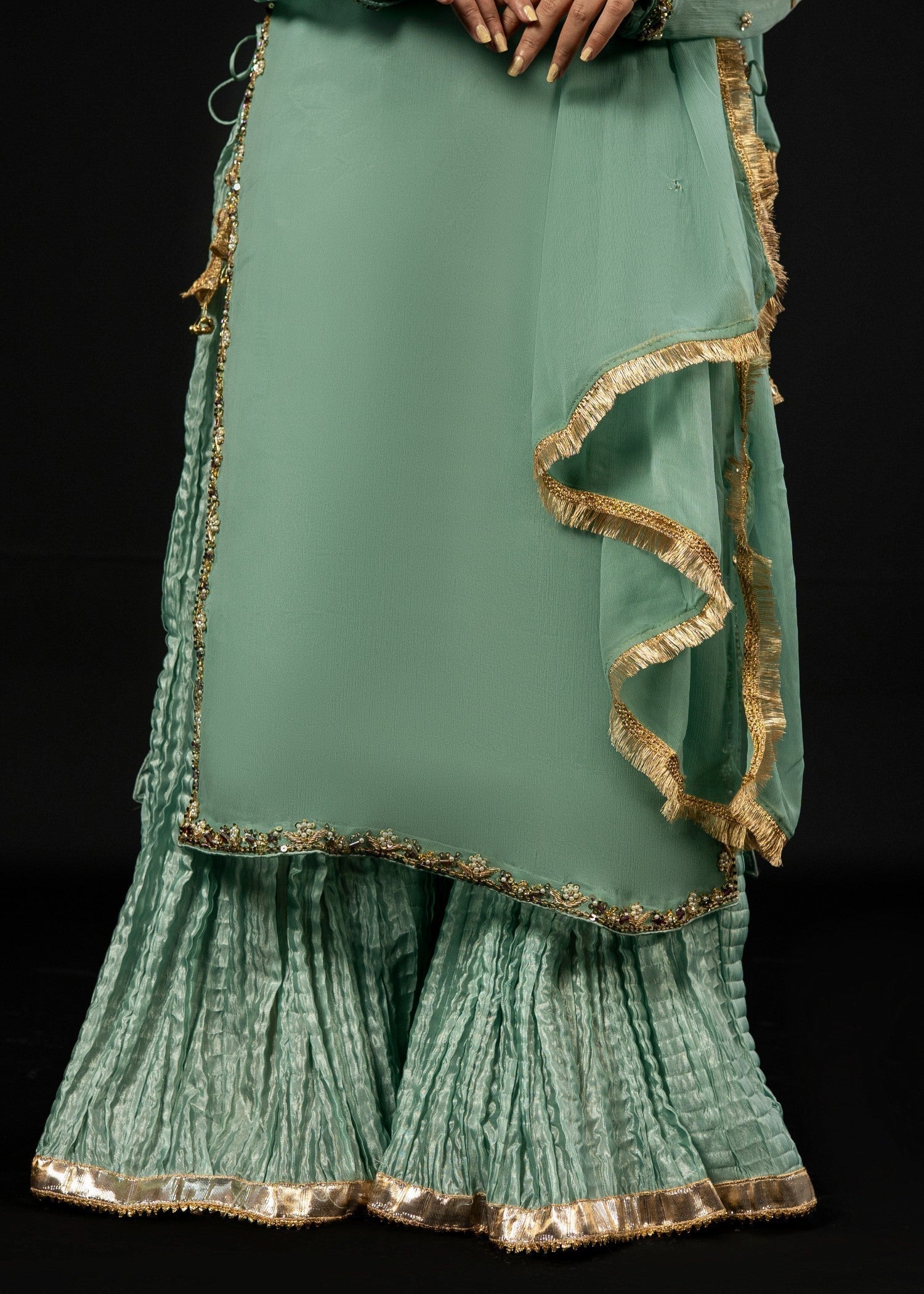 chiffon Sharara in Pastel green