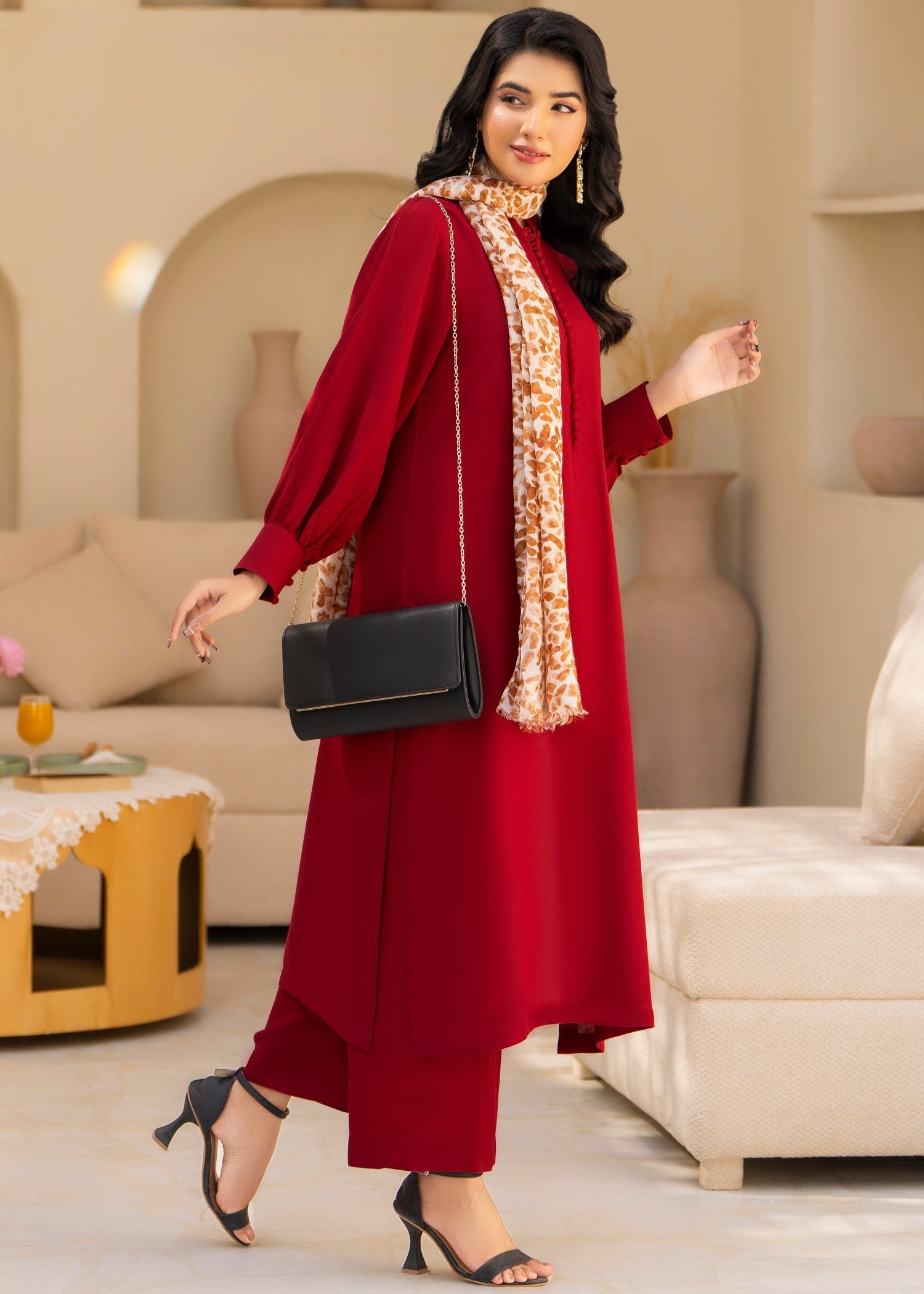 silk karandi Co Ord Sets in Carmine
