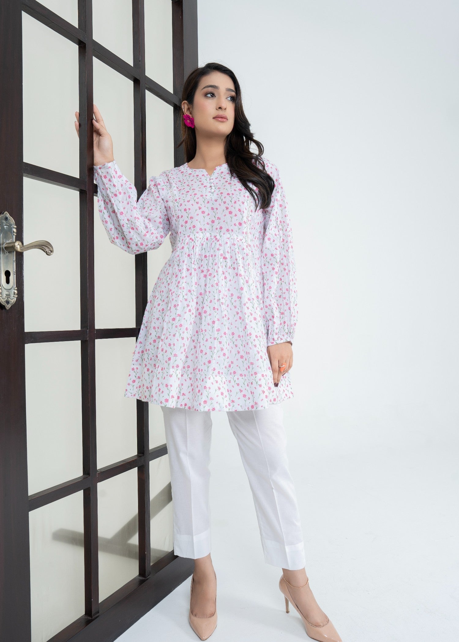 lawn Peplum in Pink