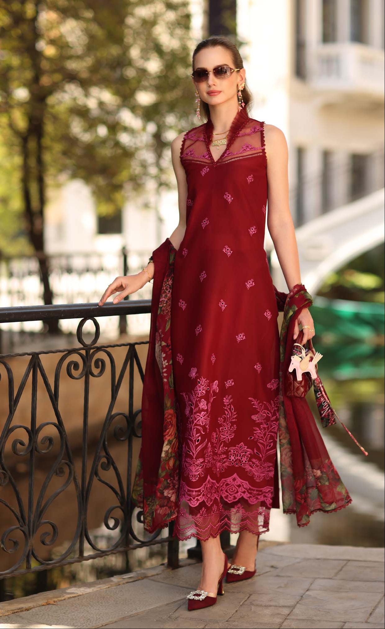 Noor Eid Luxe Printskhaas Lawn – D1 - A - Ruby