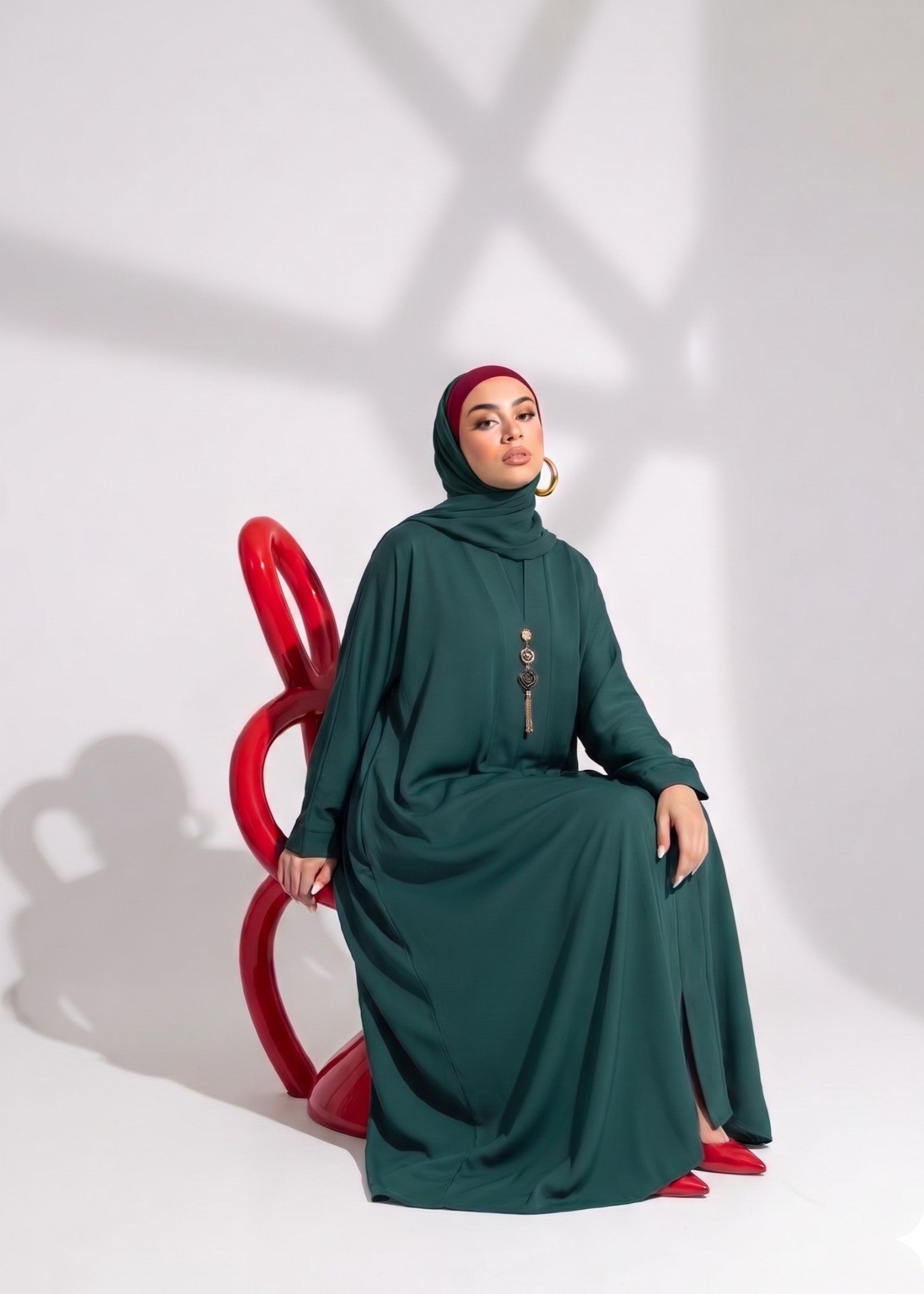 nidha blend Abaya in Emerald green