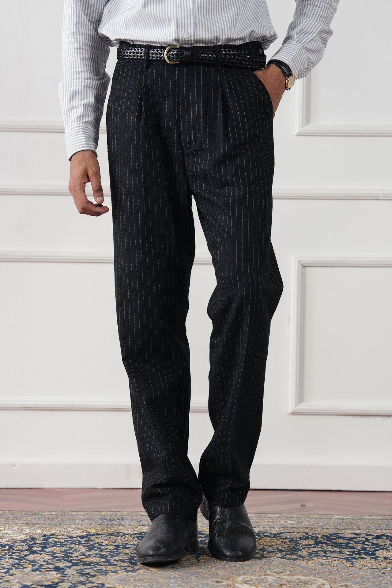 tweed wool Pants in Coal
