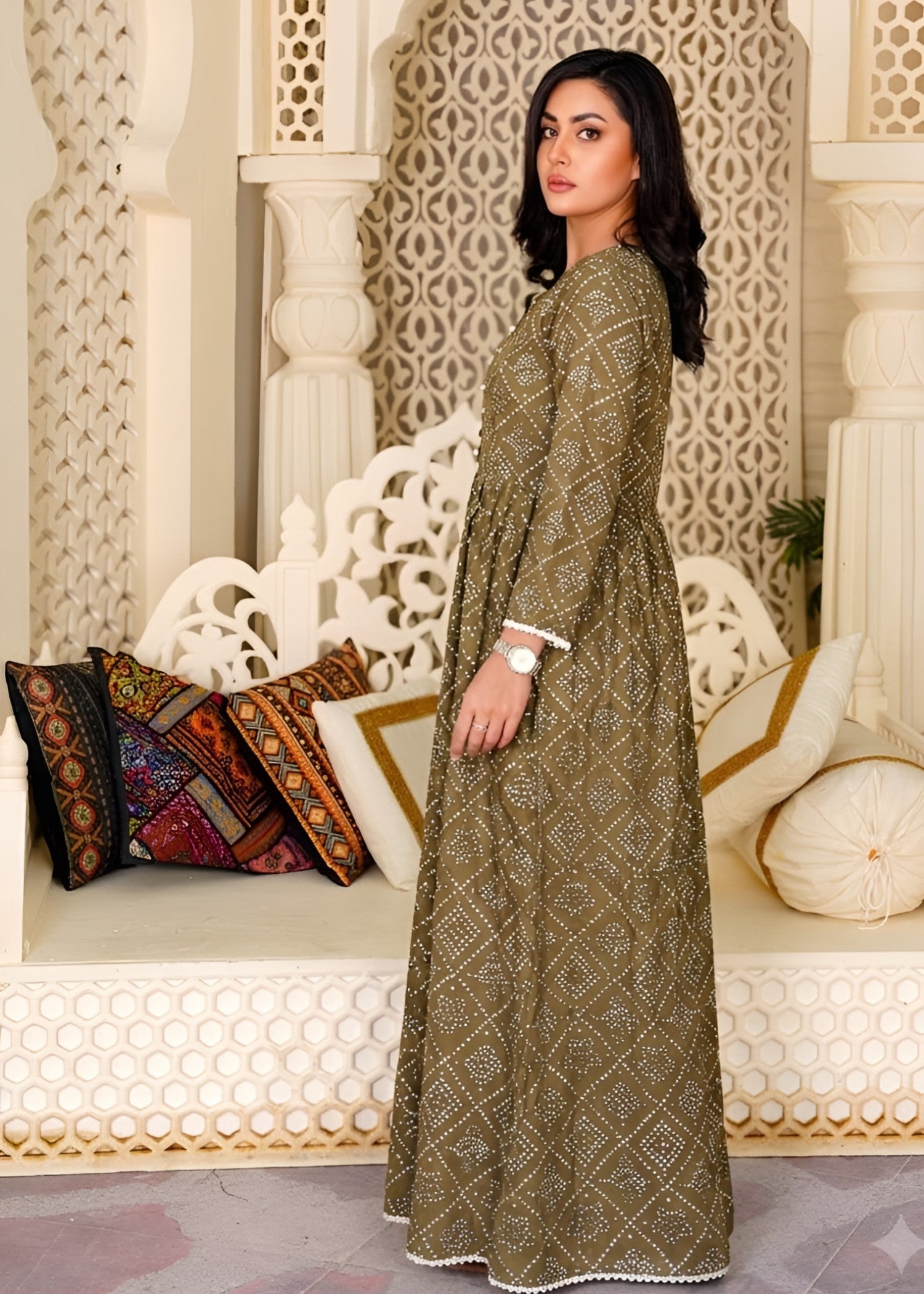 linen Maxi in Olive green