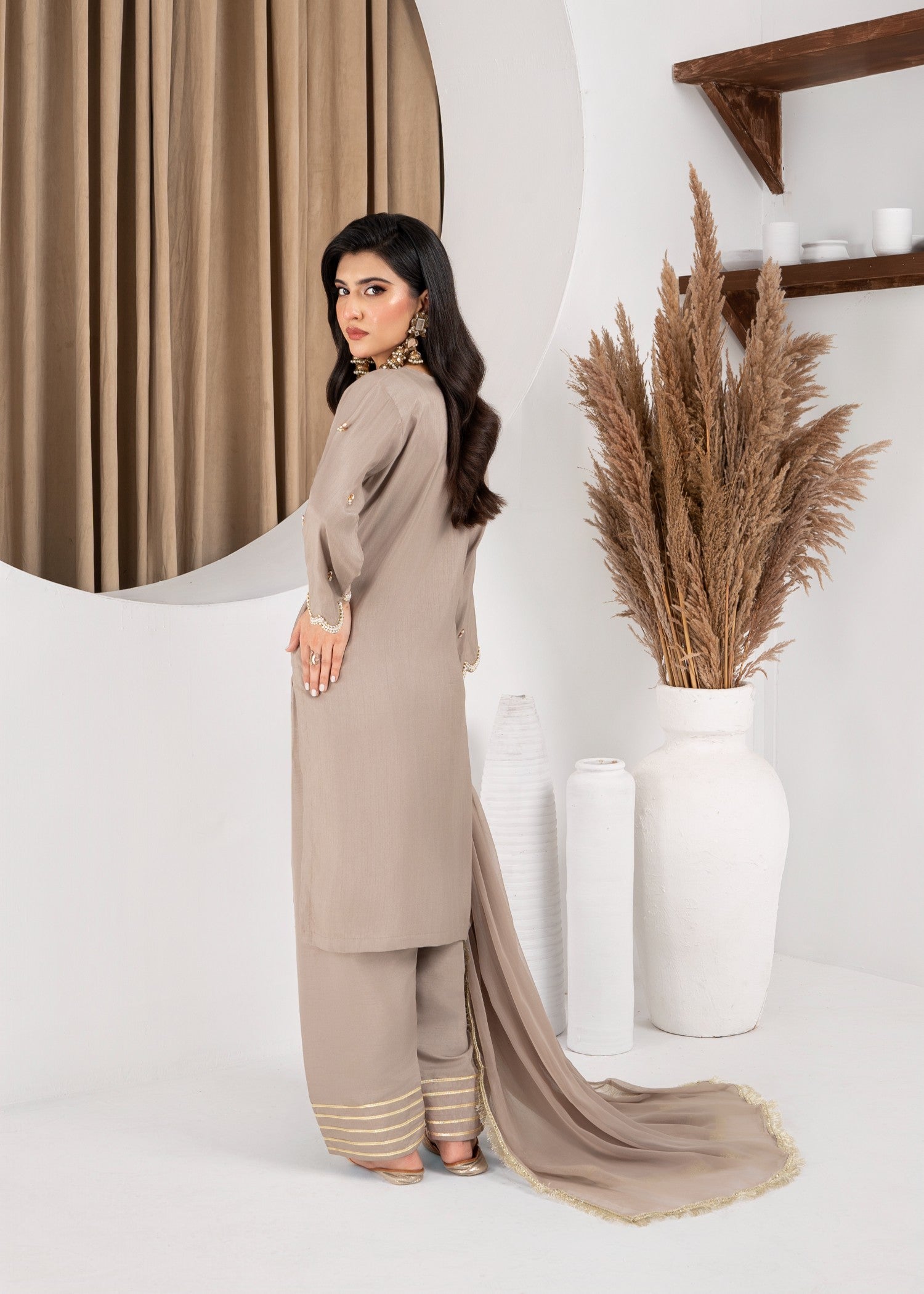raw silk Kurta Set in Beige
