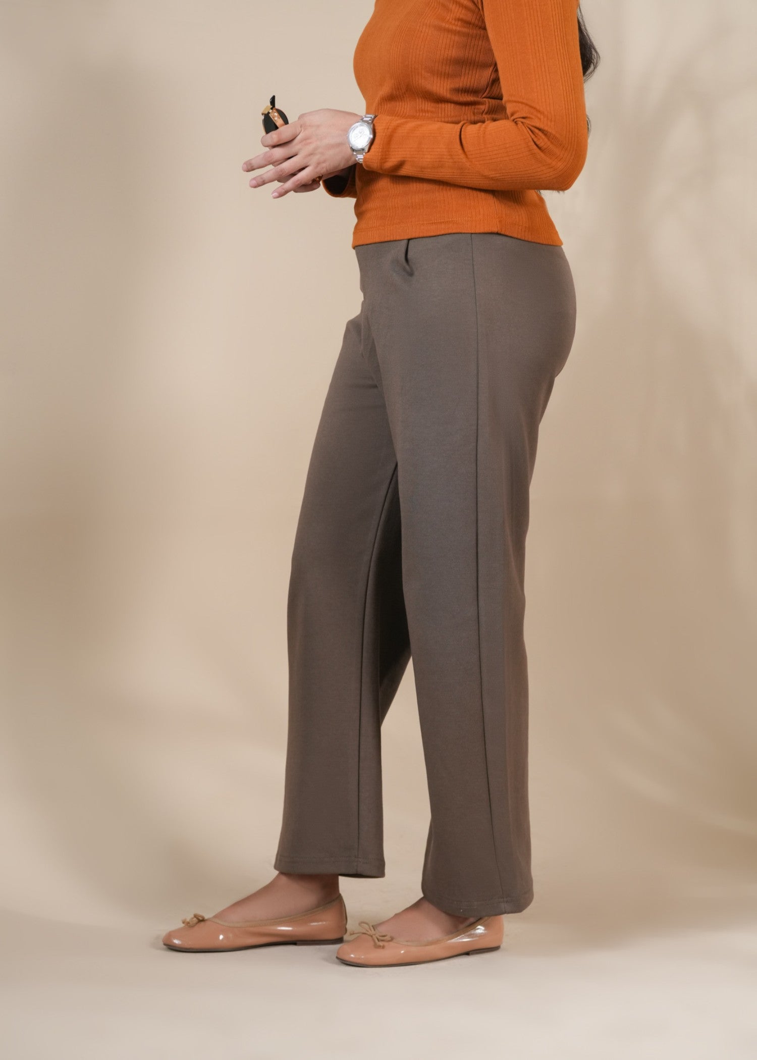interlock knit Pants in Mocha brown