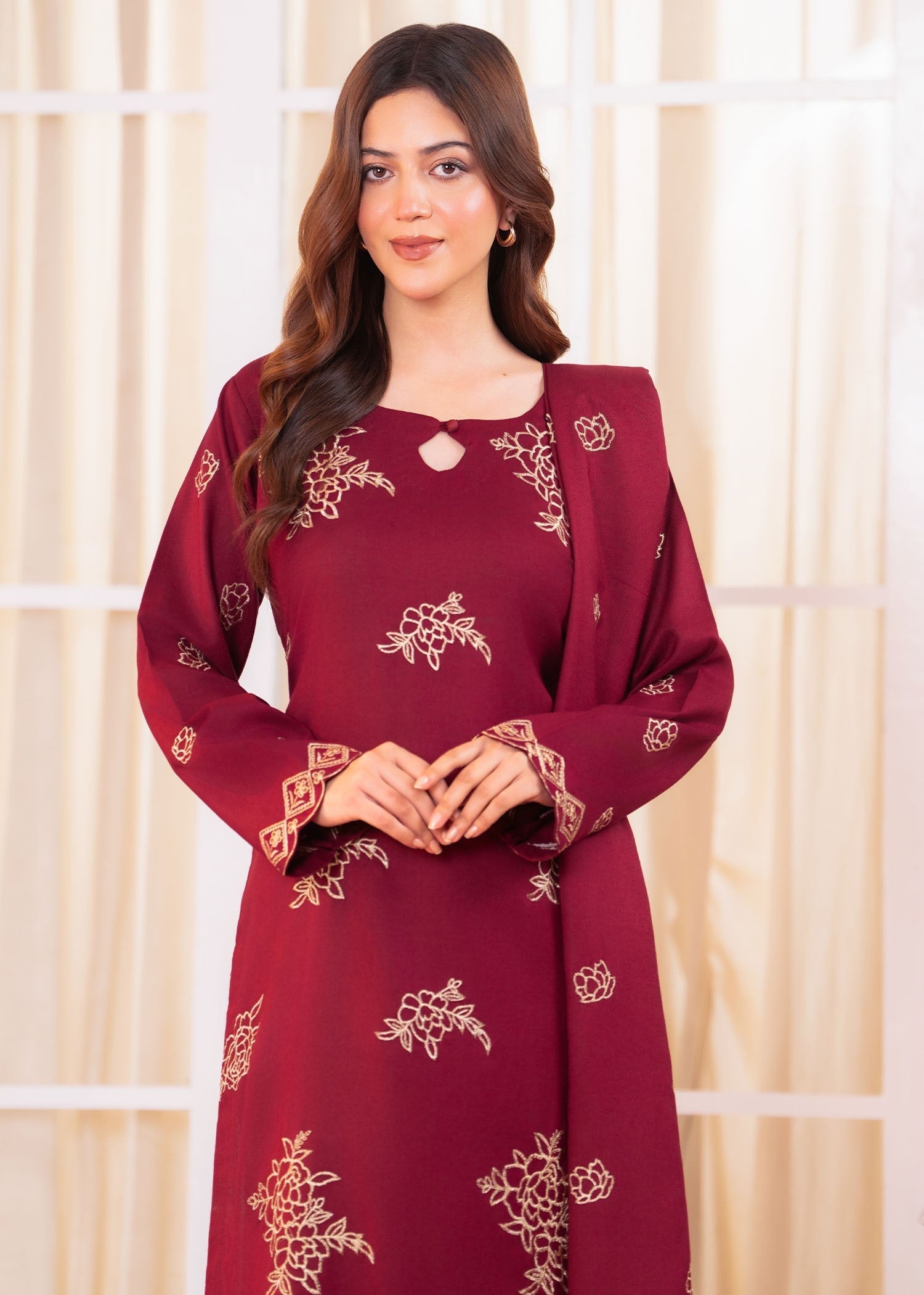 wool viscose Kurta Set in Maroon