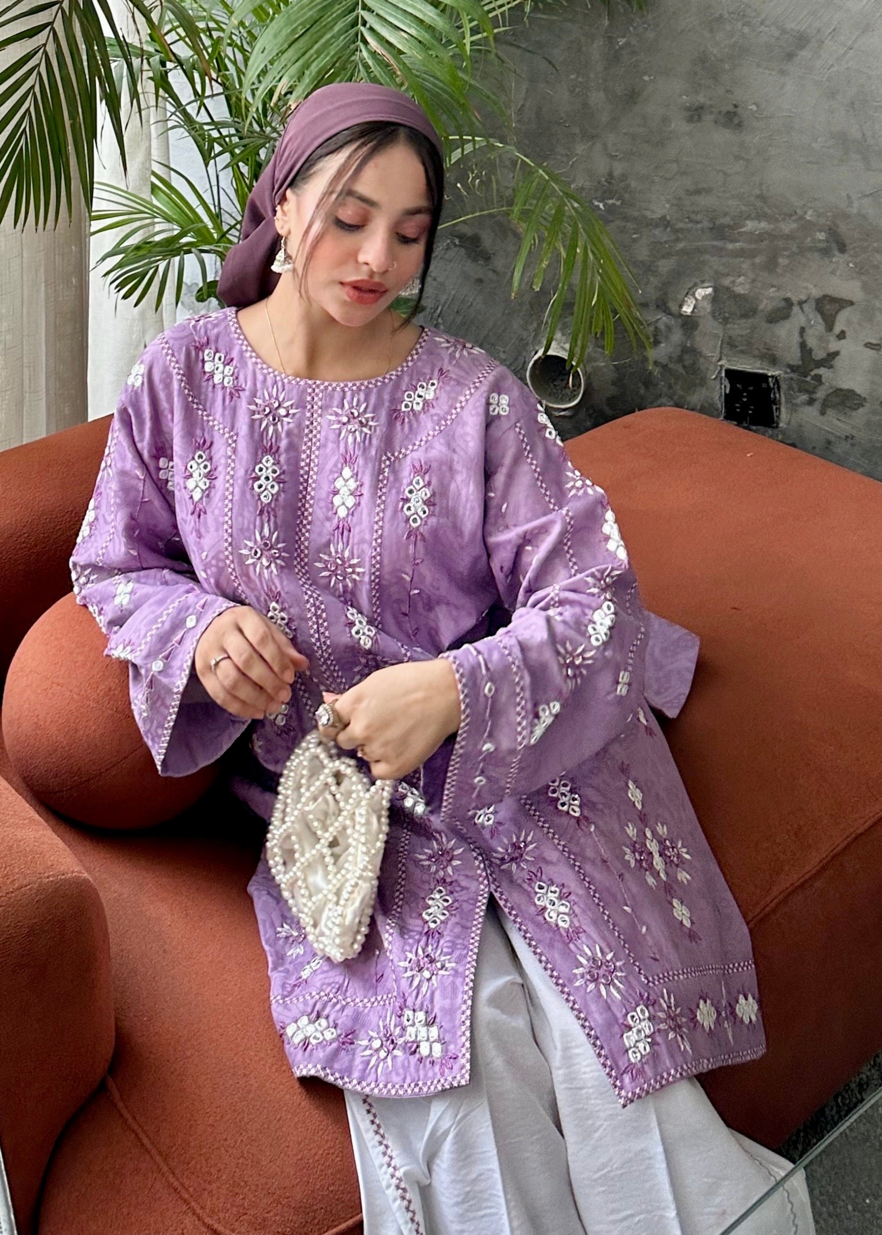 dobby crepe Kurta Set in Royal amethyst