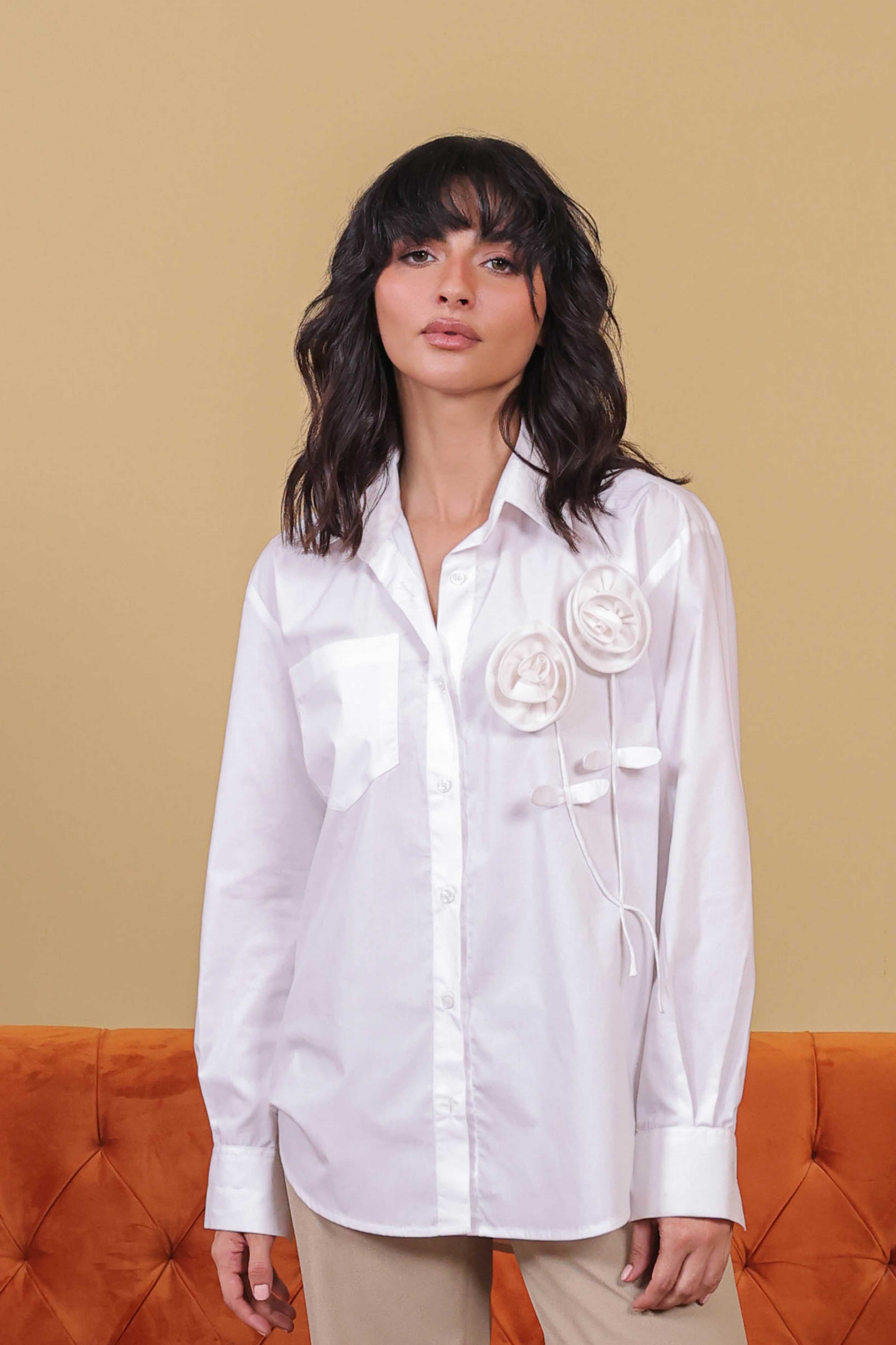 cotton dobby Top in White