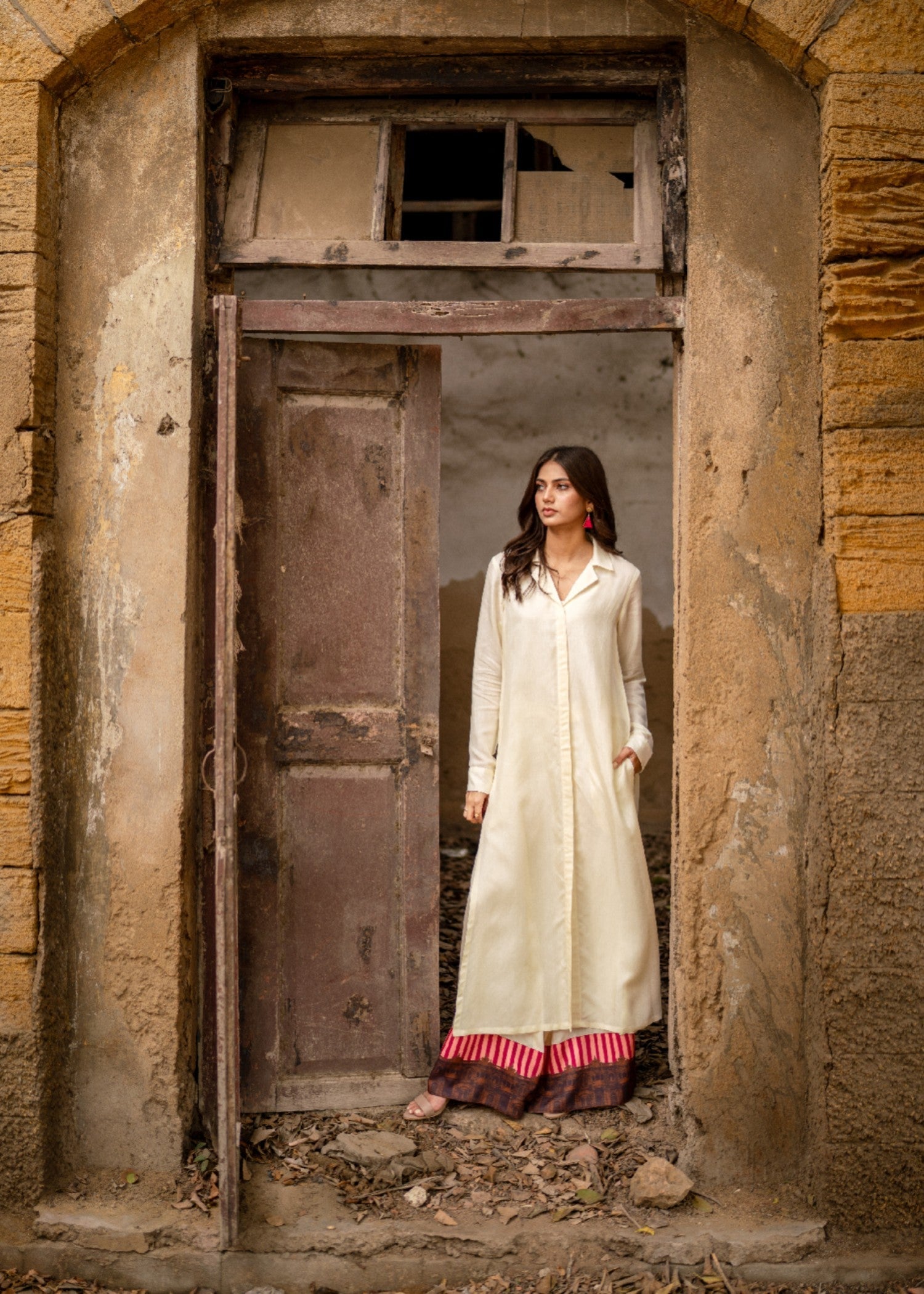 cotton voile Co ord Sets in Off-white