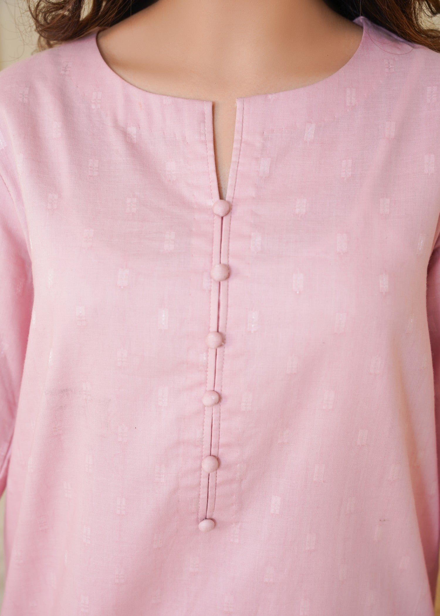 brochea jacquard Kurta Set in Baby pink