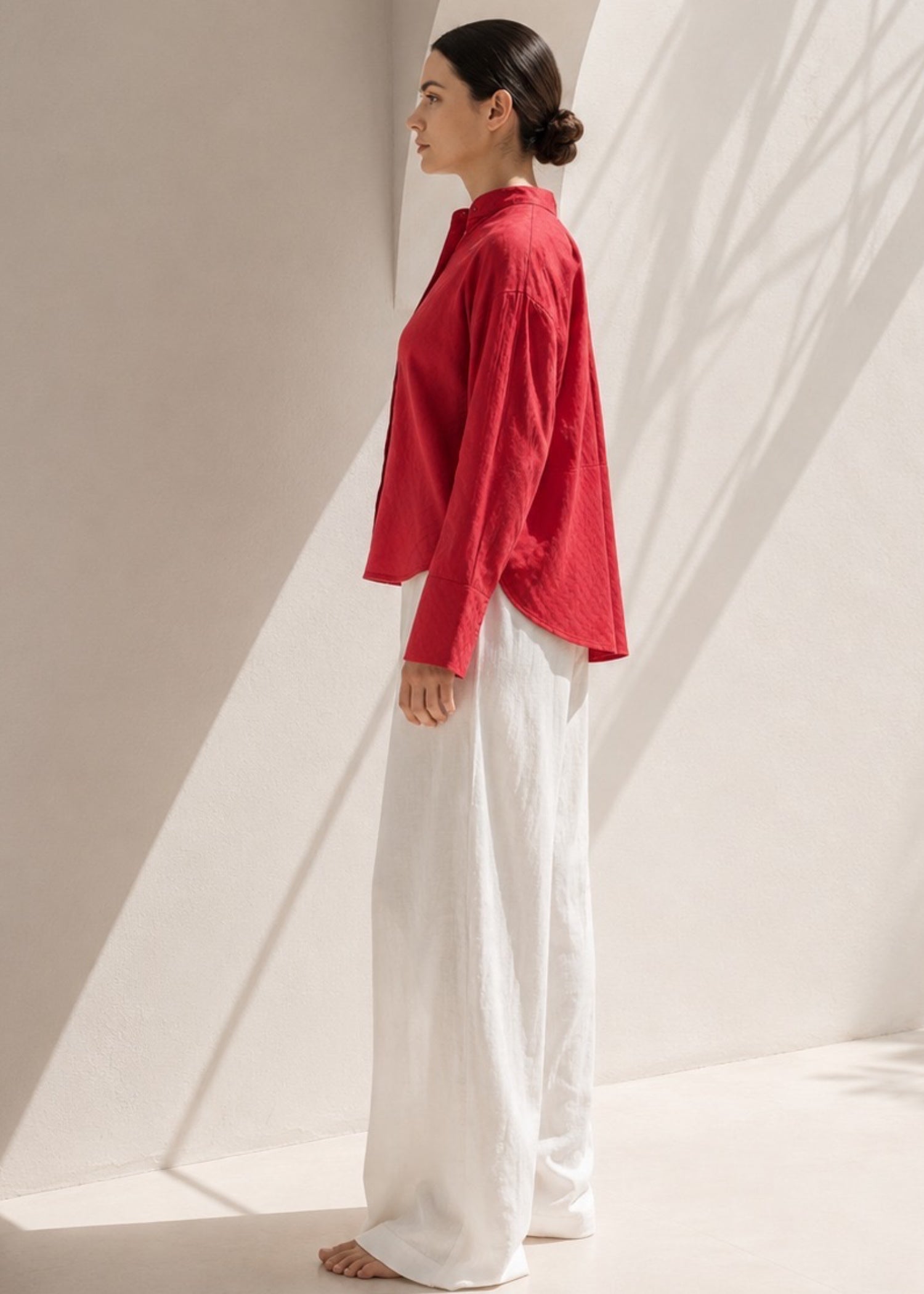 cotton dobby Top in Red
