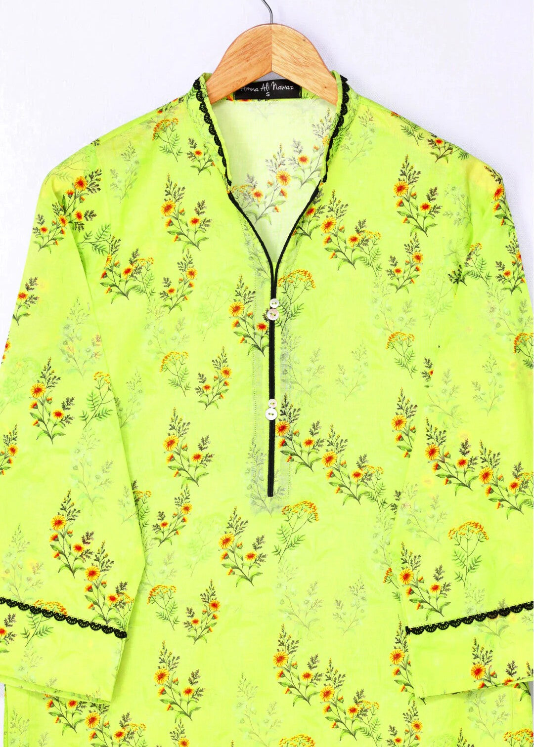 lawn Kurta Set in Neon green