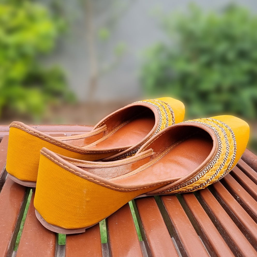 Khussa in Lemon by - High Quality Women Khussa XOZ5626