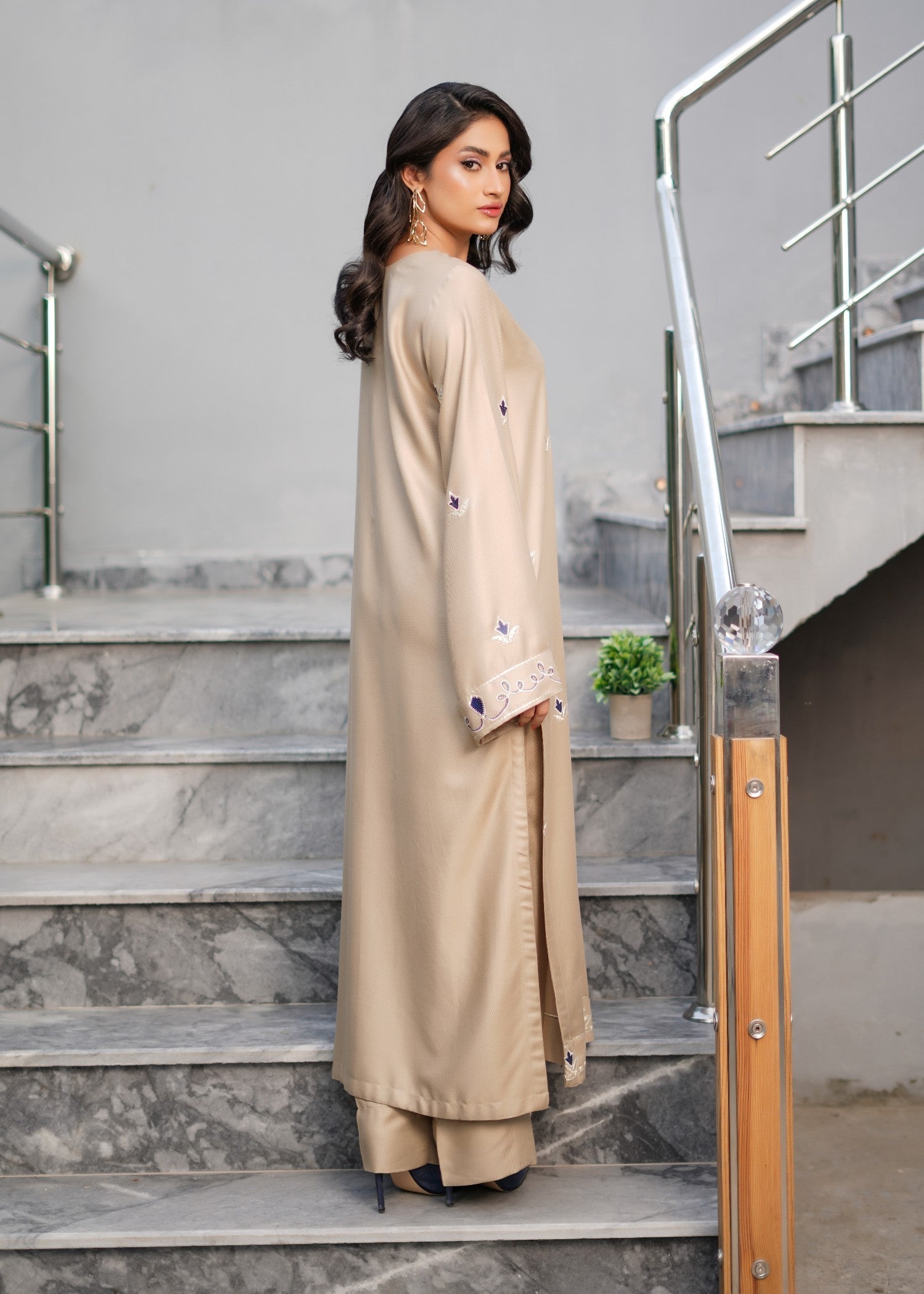 twill cotton Kurta Set in Beige