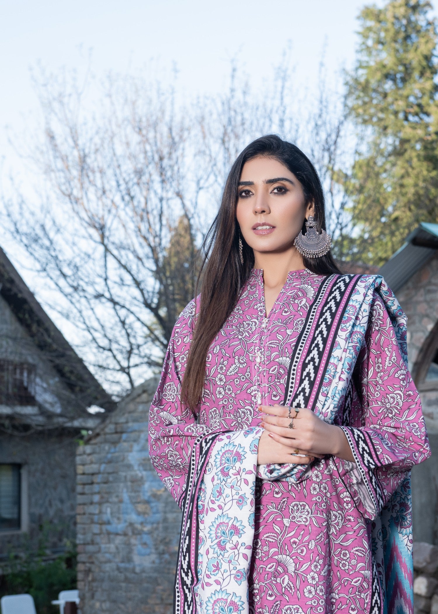 khaddar Unstitched in Mulberry