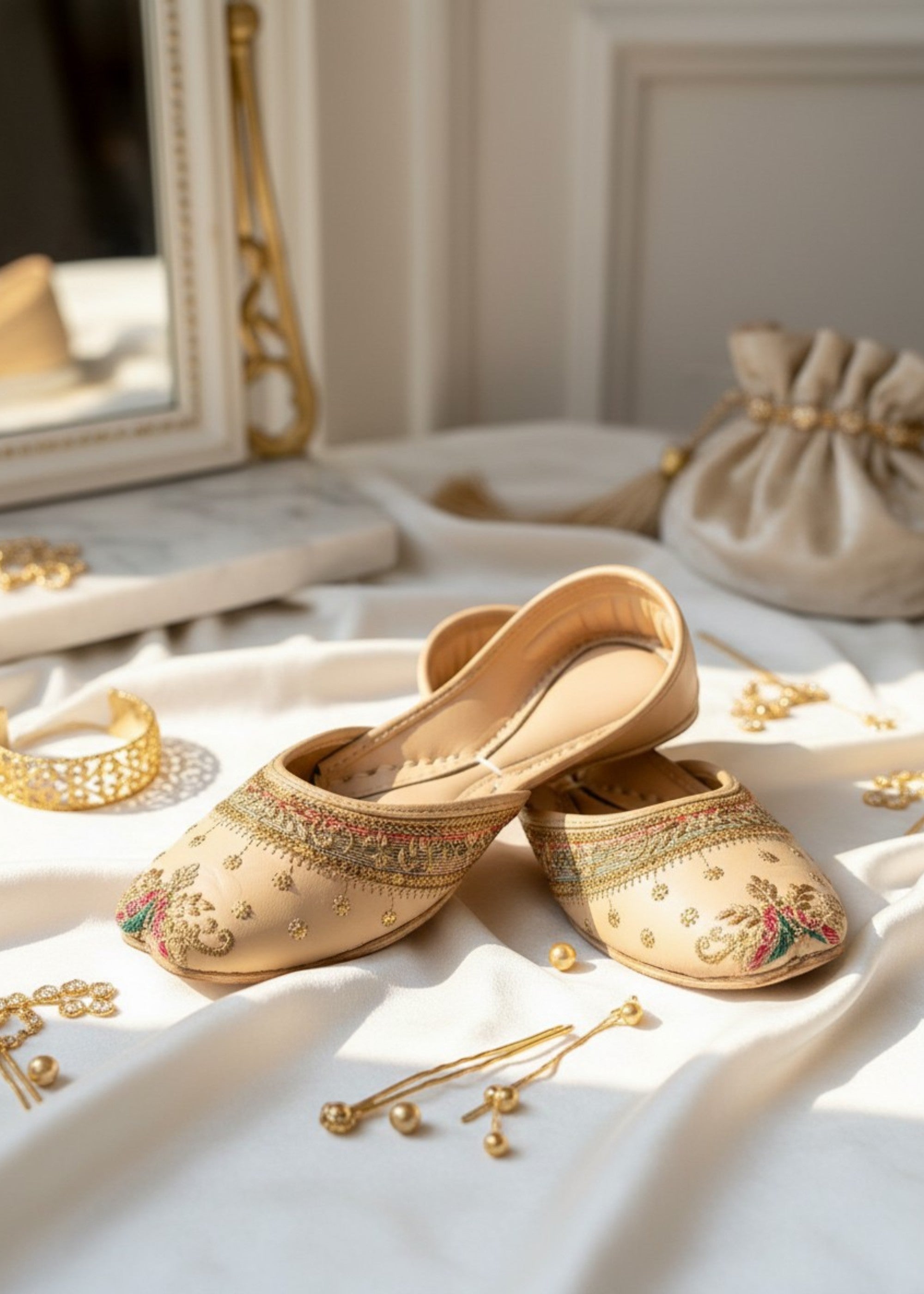 Khussa in Champagne by - High Quality Women Khussa FDV4850
