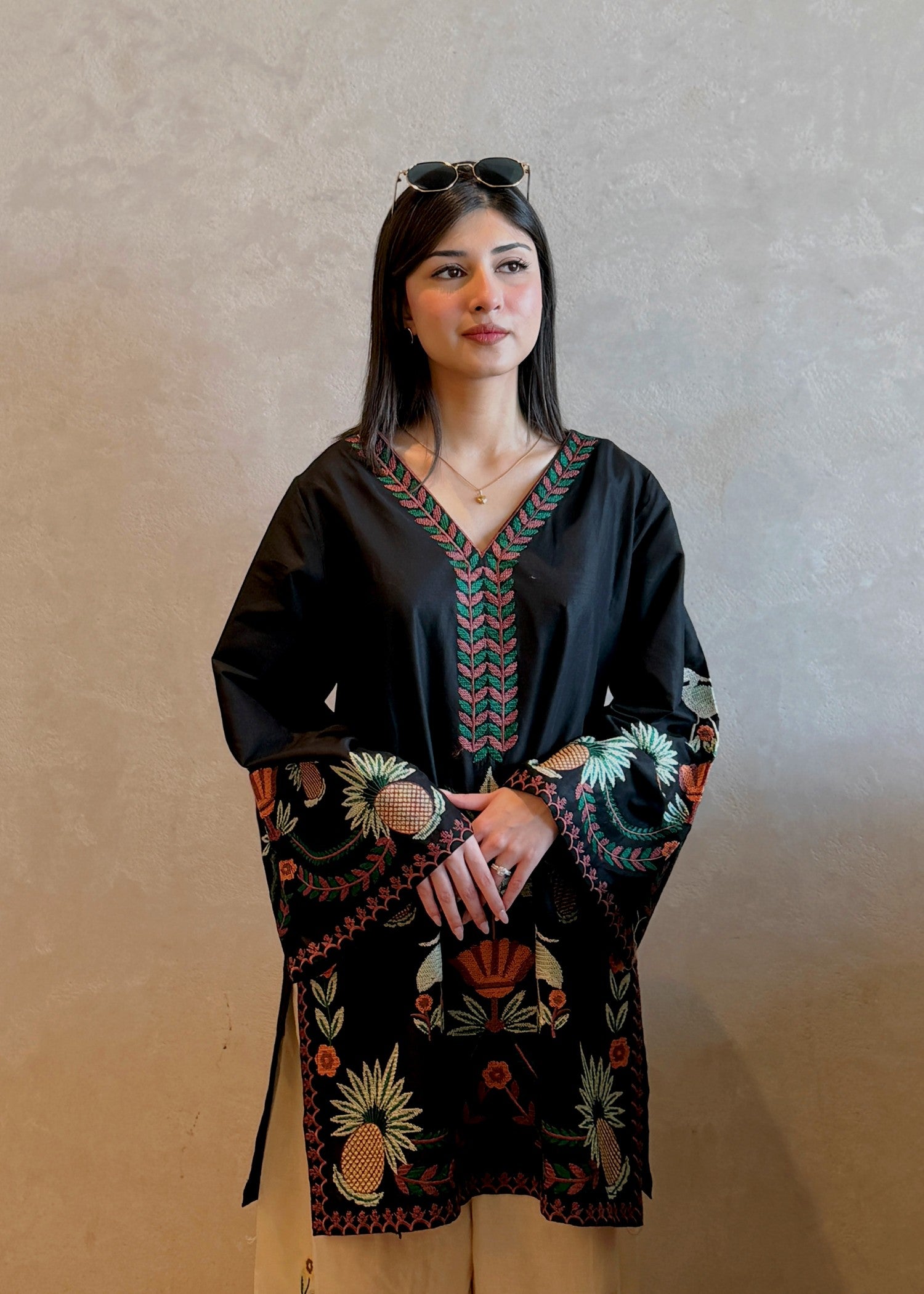 cotton Kurta Set in Black
