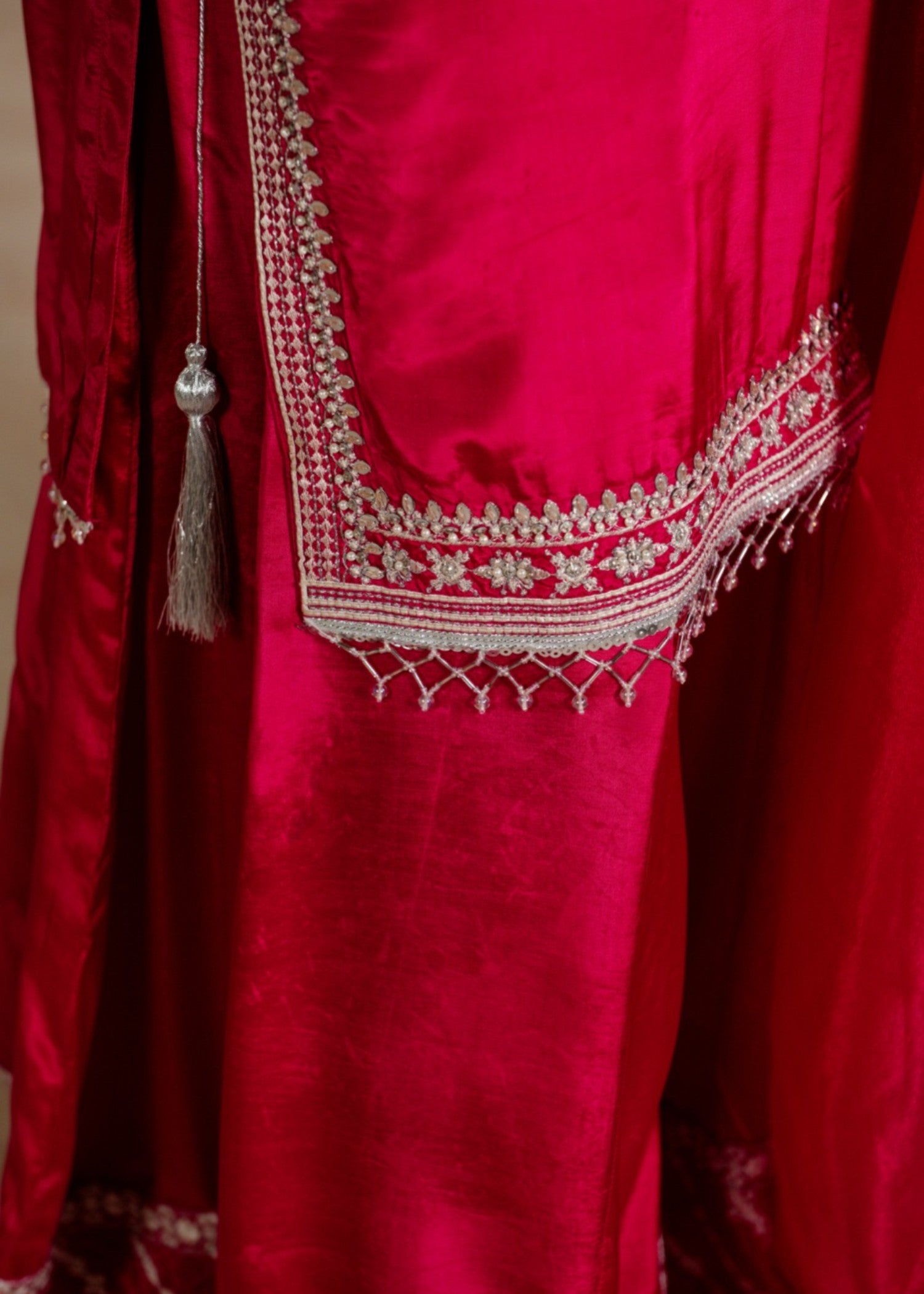 silk Sharara in Hot pink