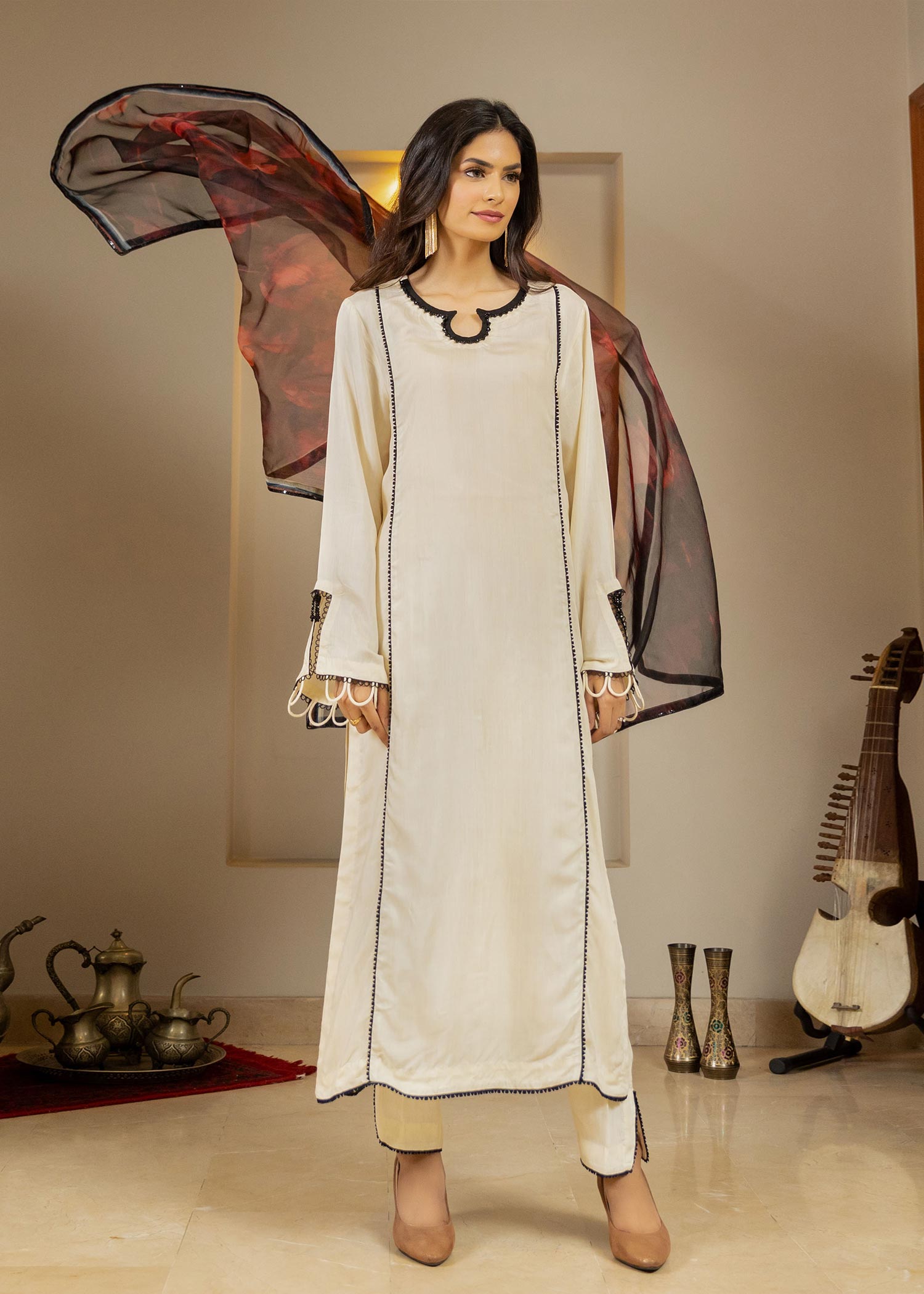 viscose Kurta Set in Cream