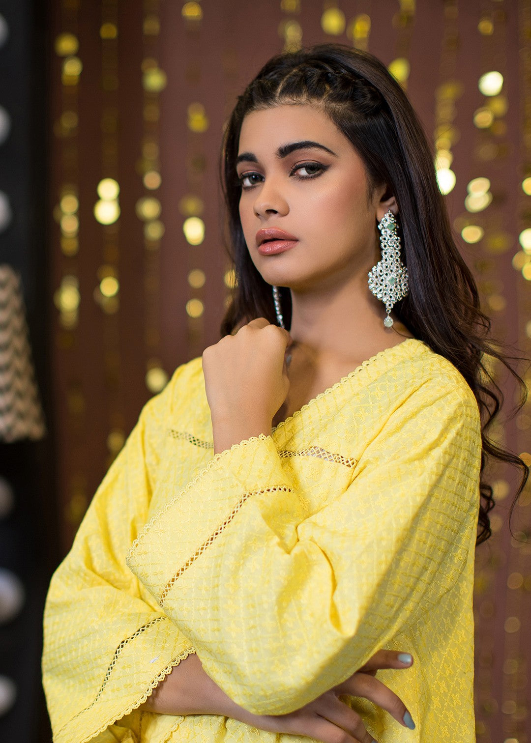 chikankari cotton Kurti in Lemon