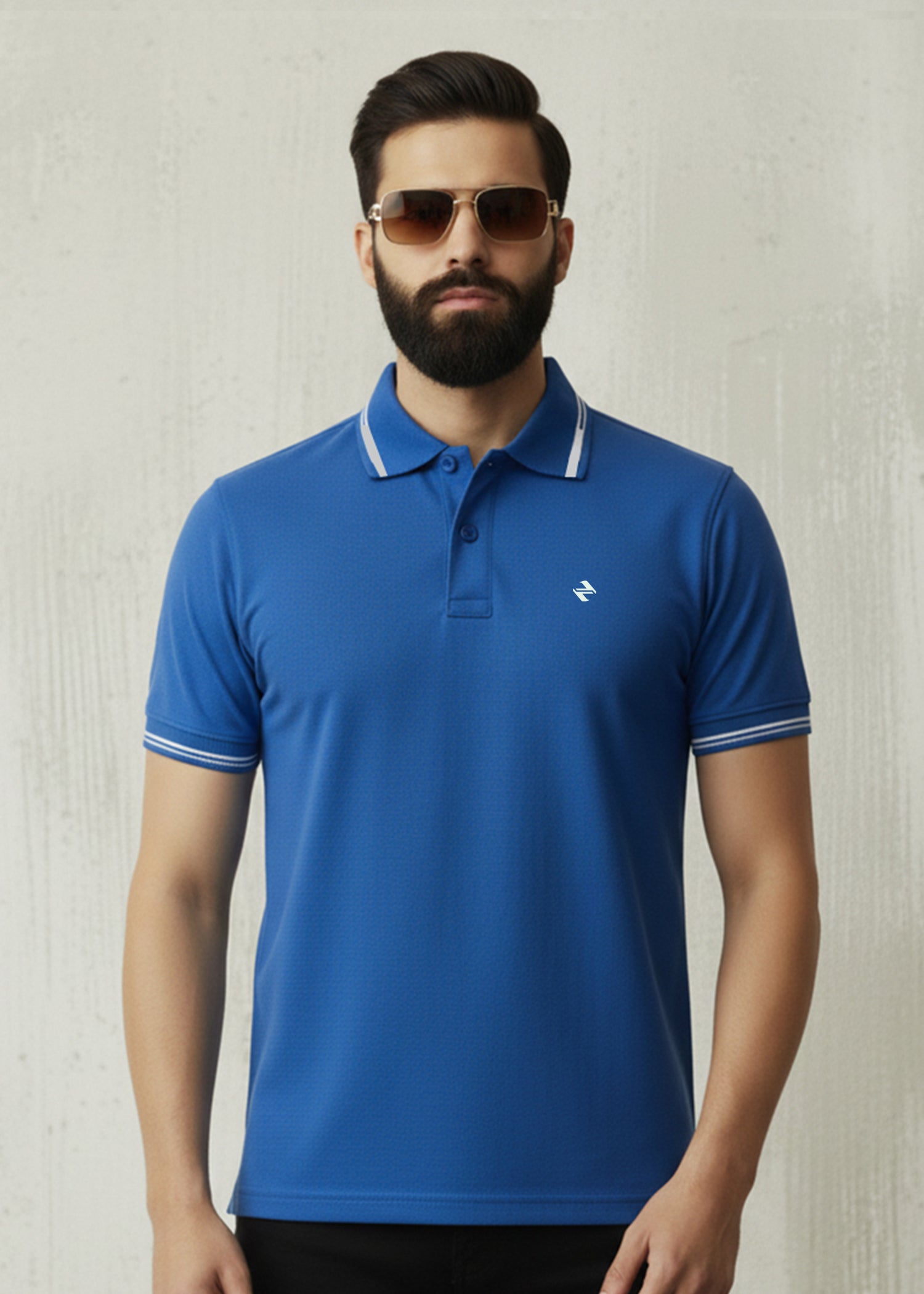 cambric cotton Polo Shirt in Royal blue