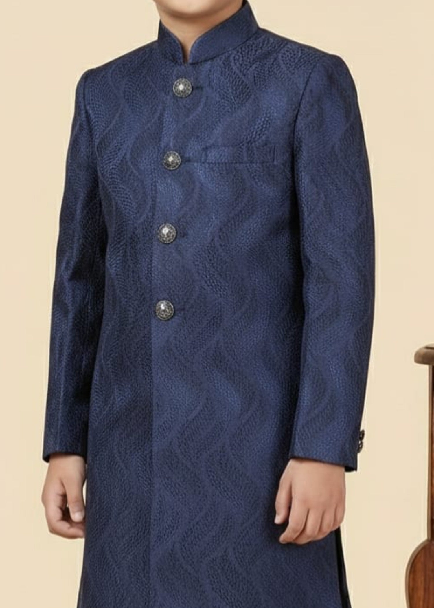 jamawar Sherwani in Navy blue