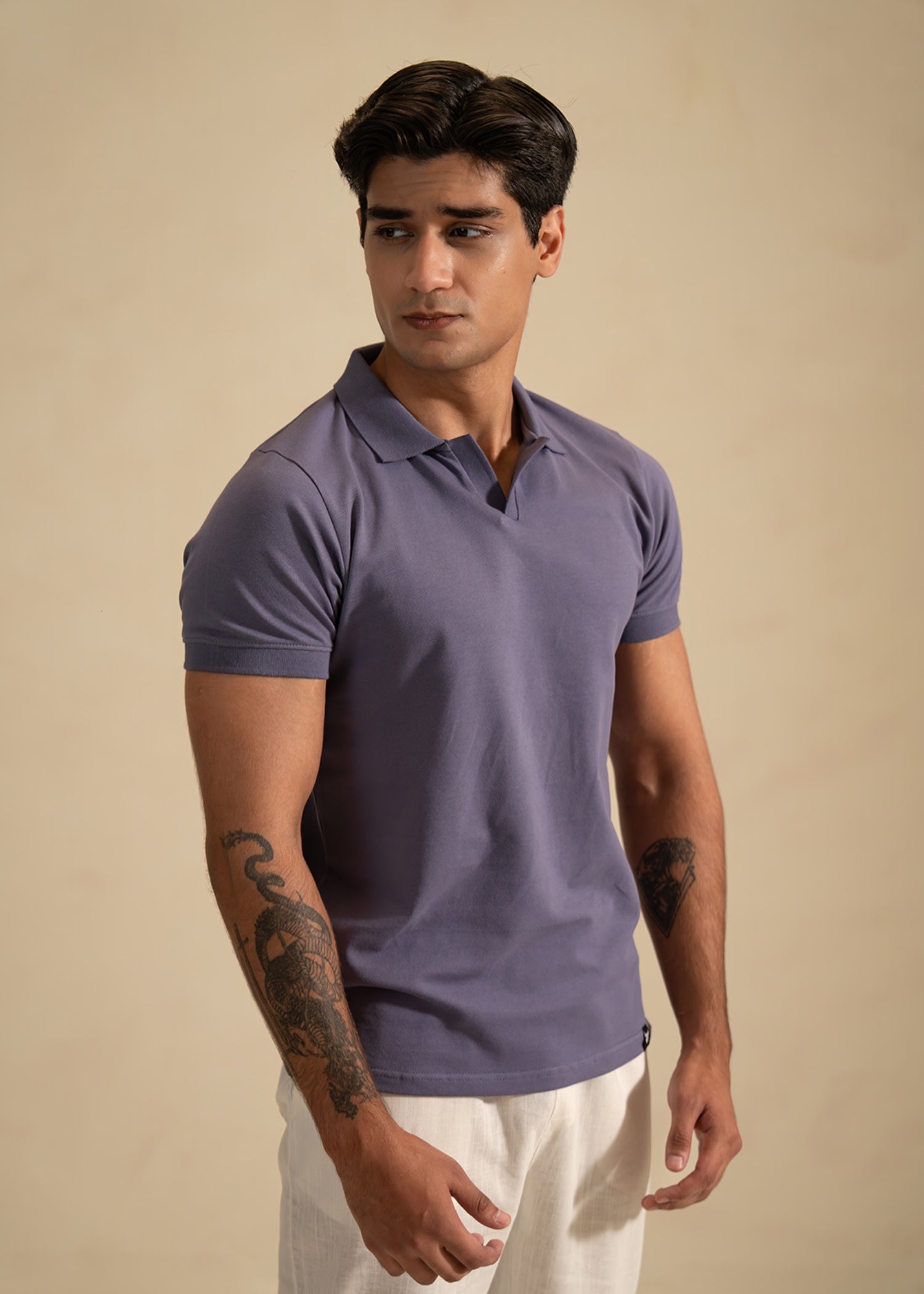 cotton-spandex Polo Shirt in Lavender