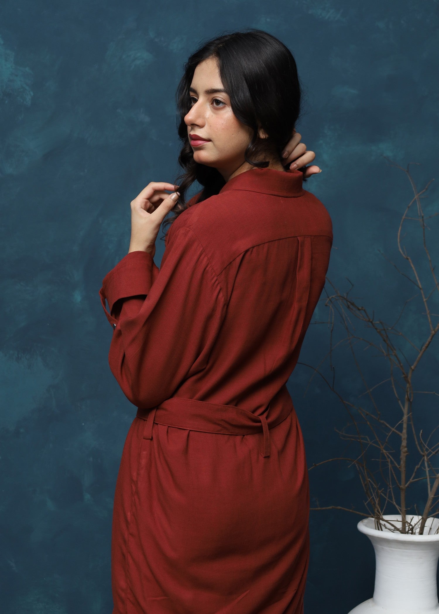 cotton linen Co Ord Sets in Rust red
