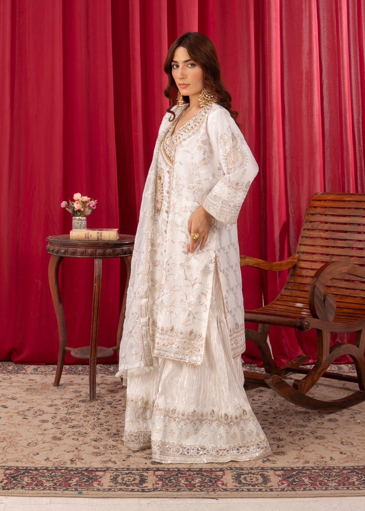 chiffon Angrakha in White
