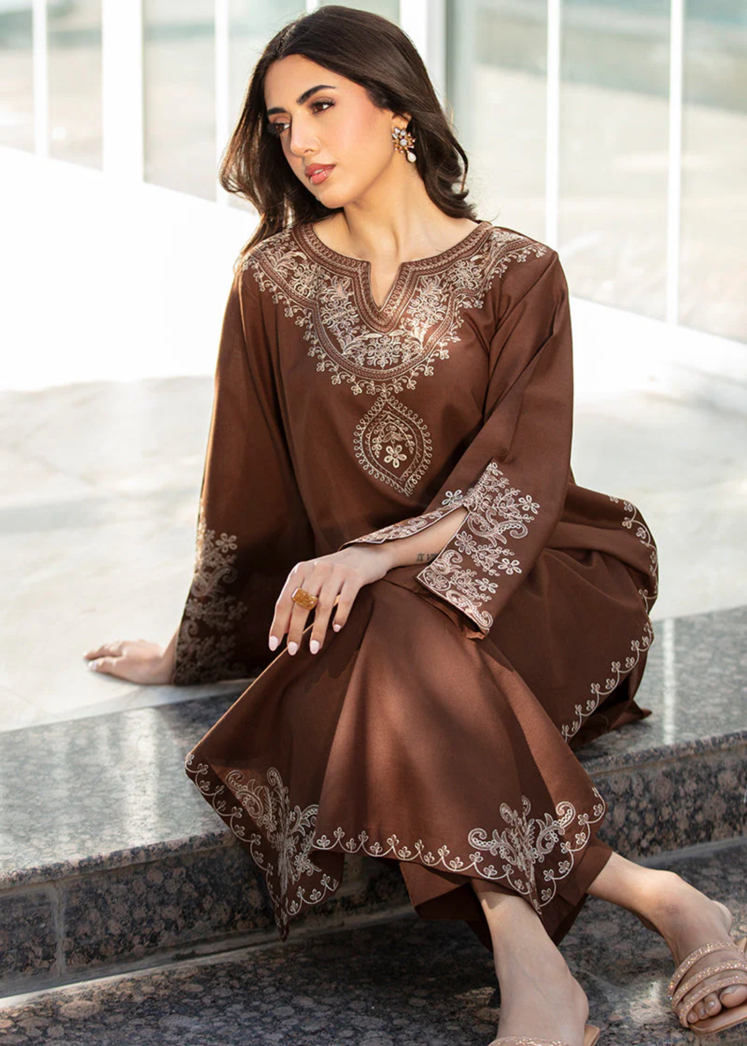 marina Kurta Set in Walnut brown