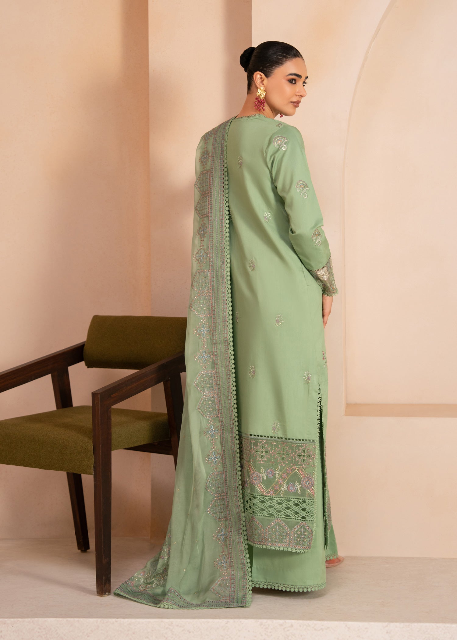 viscose Unstitched in Pistachio green
