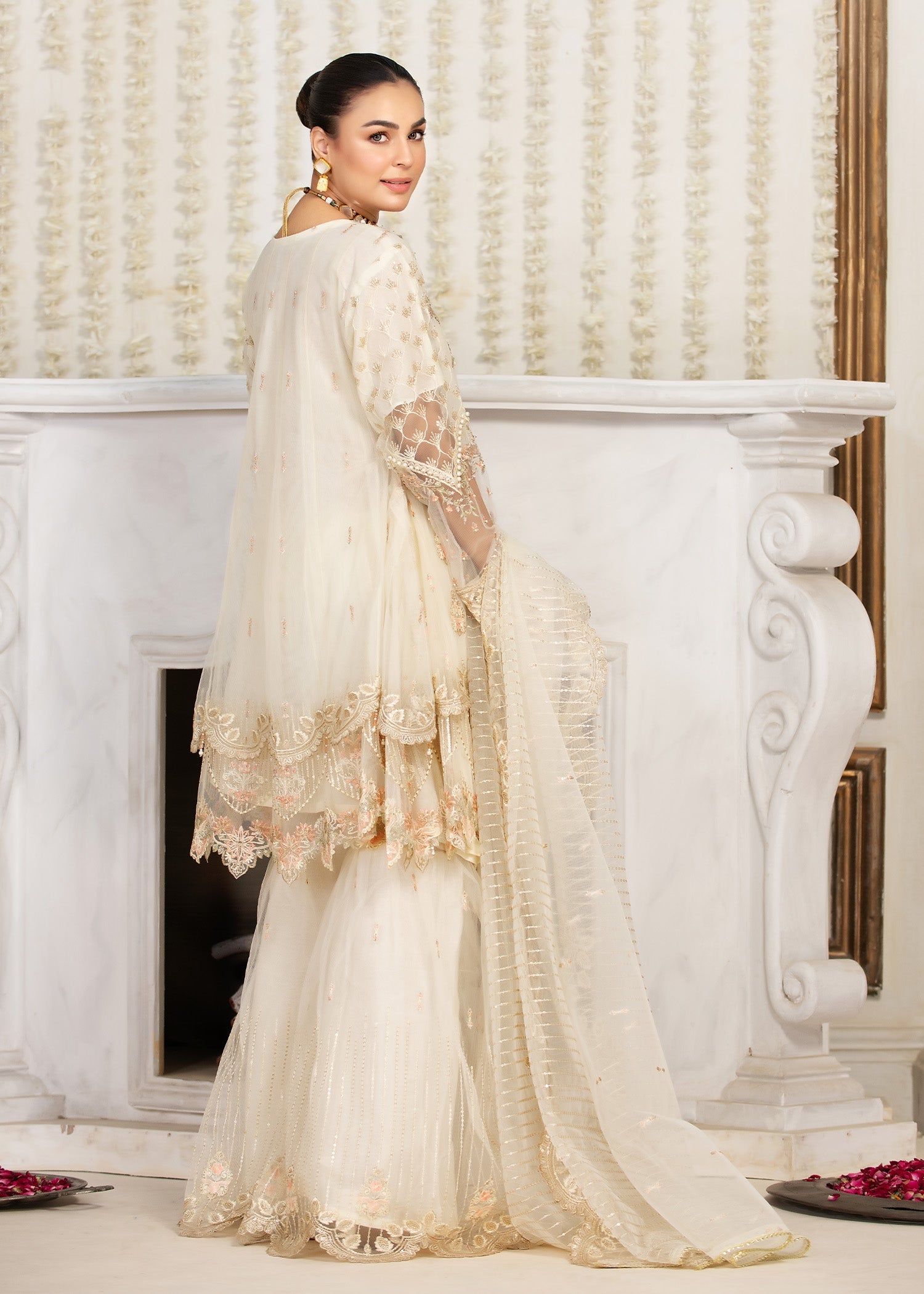 net Gharara in Off-white