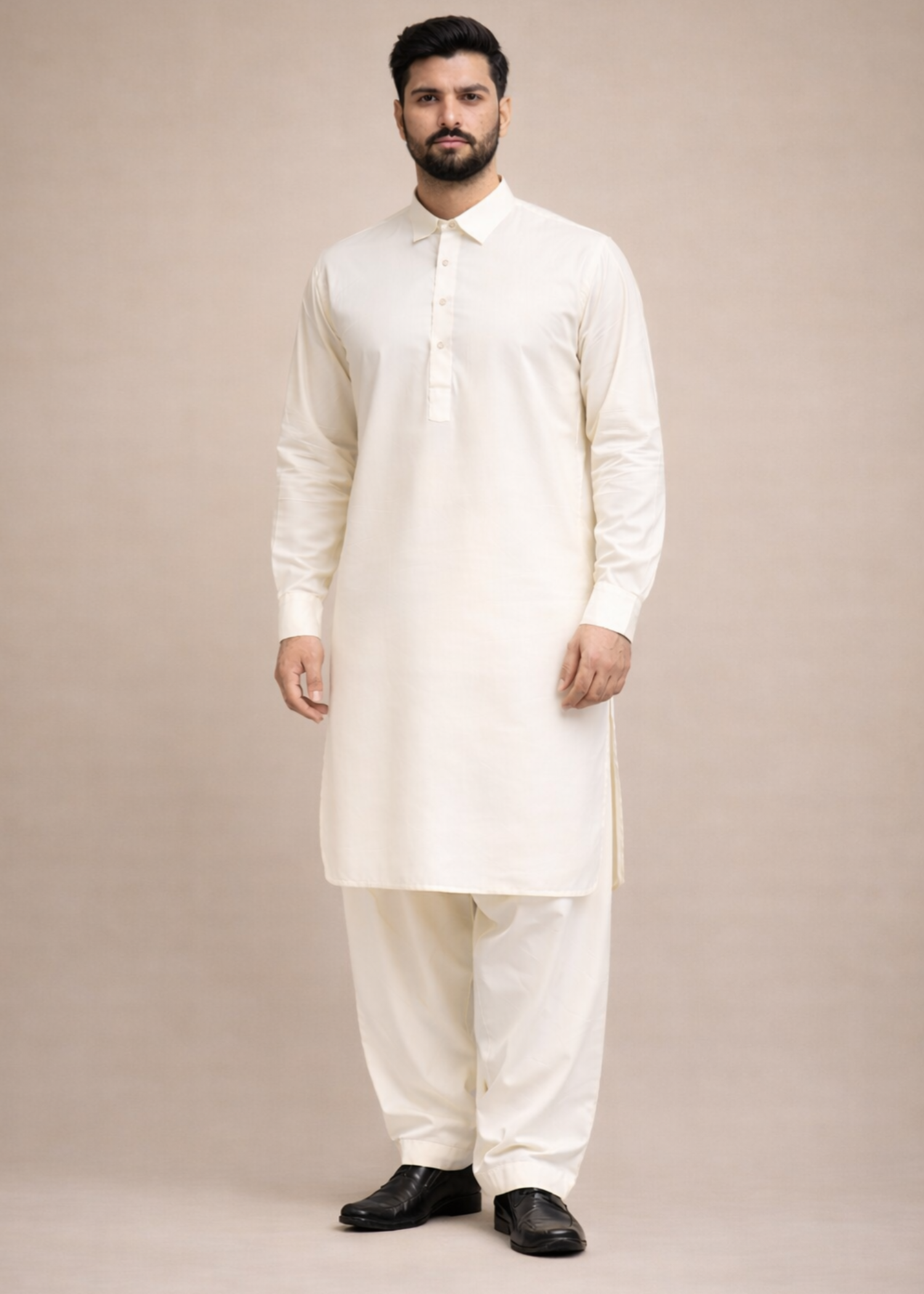 blend boski Shalwar Kameez in Cream