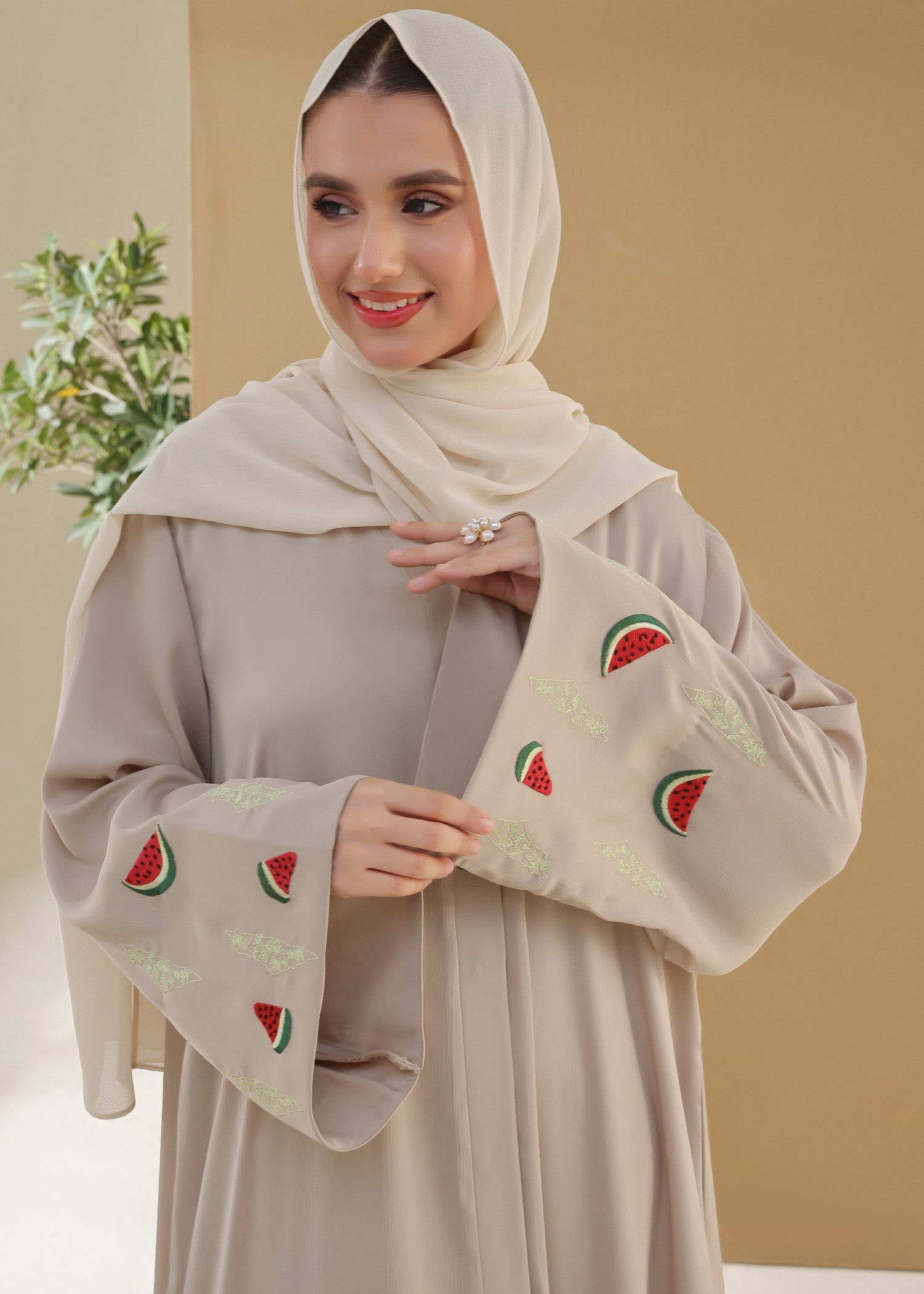 nidha Abaya in Pearl white