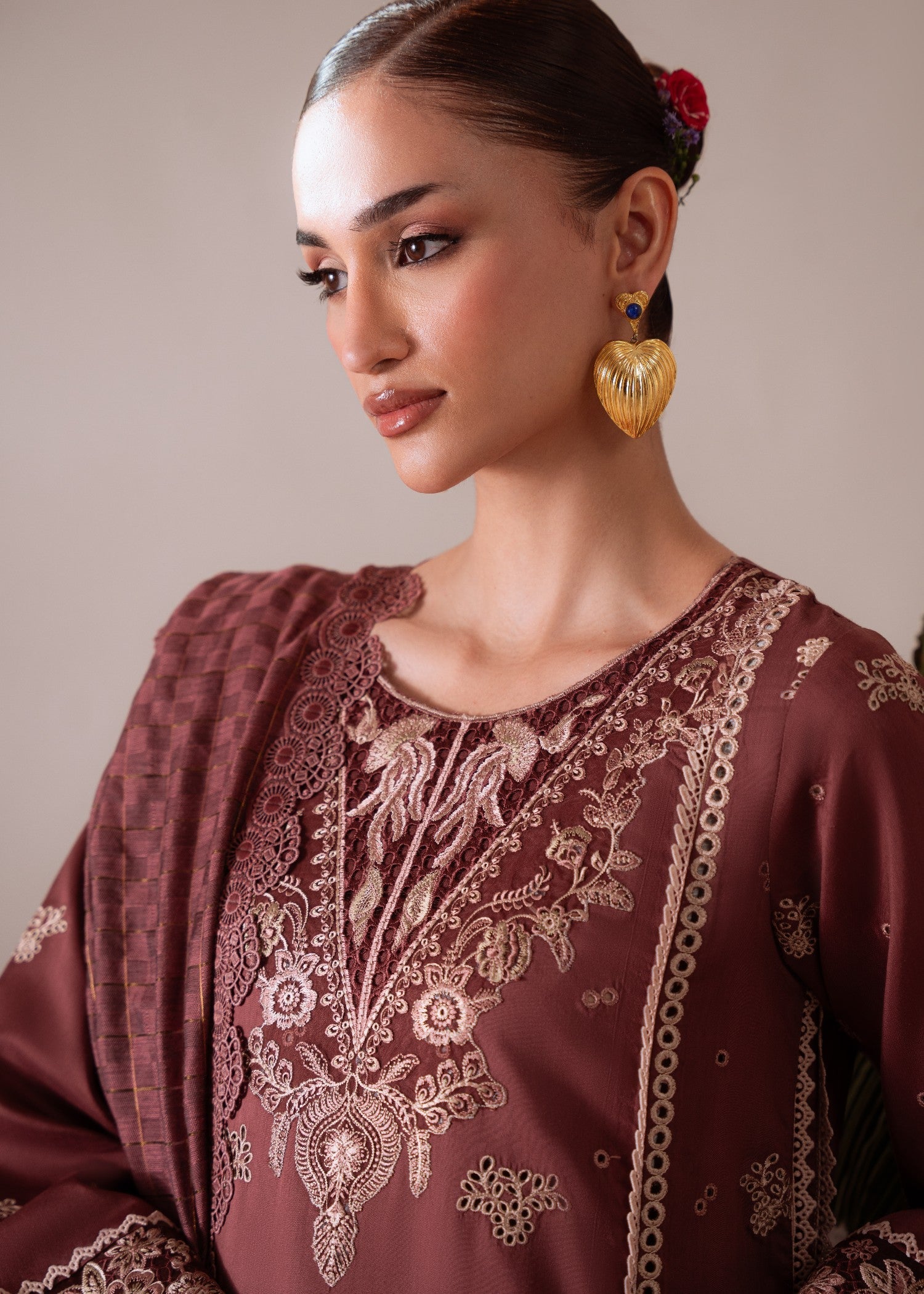 linen Unstitched in Russet brown