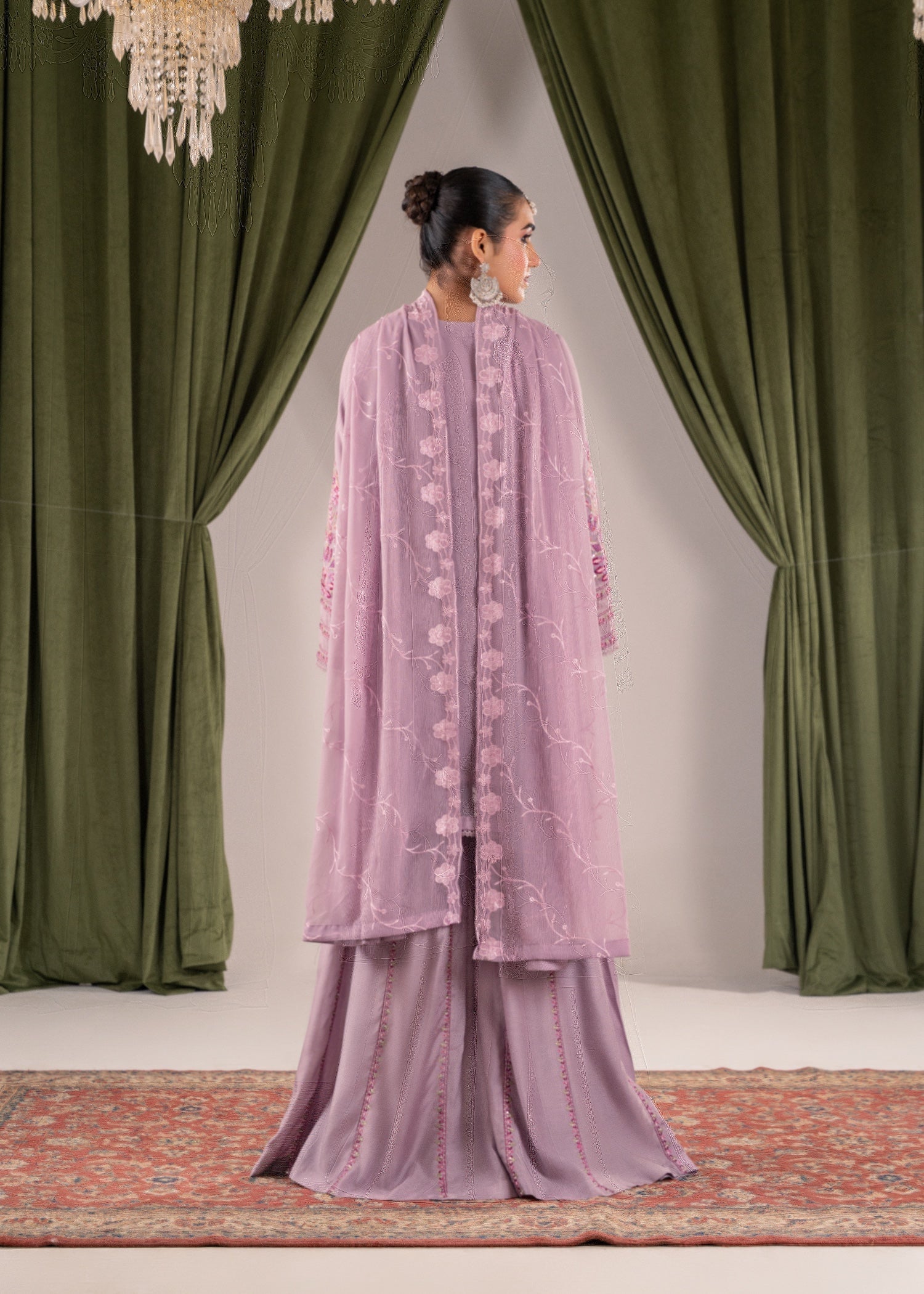 crinkle chiffon Sharara in Mauve