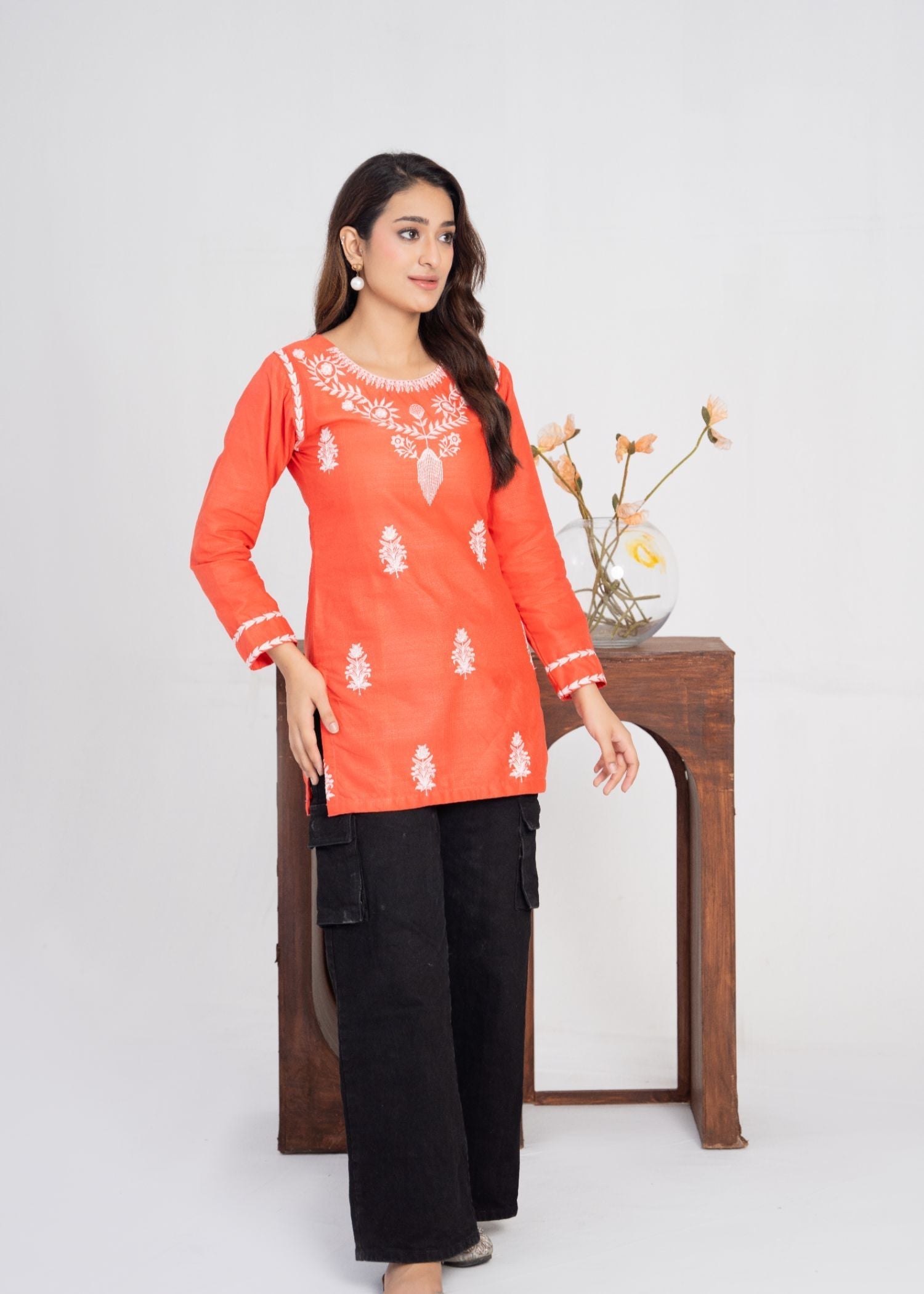 cotton Kurti in Salmon
