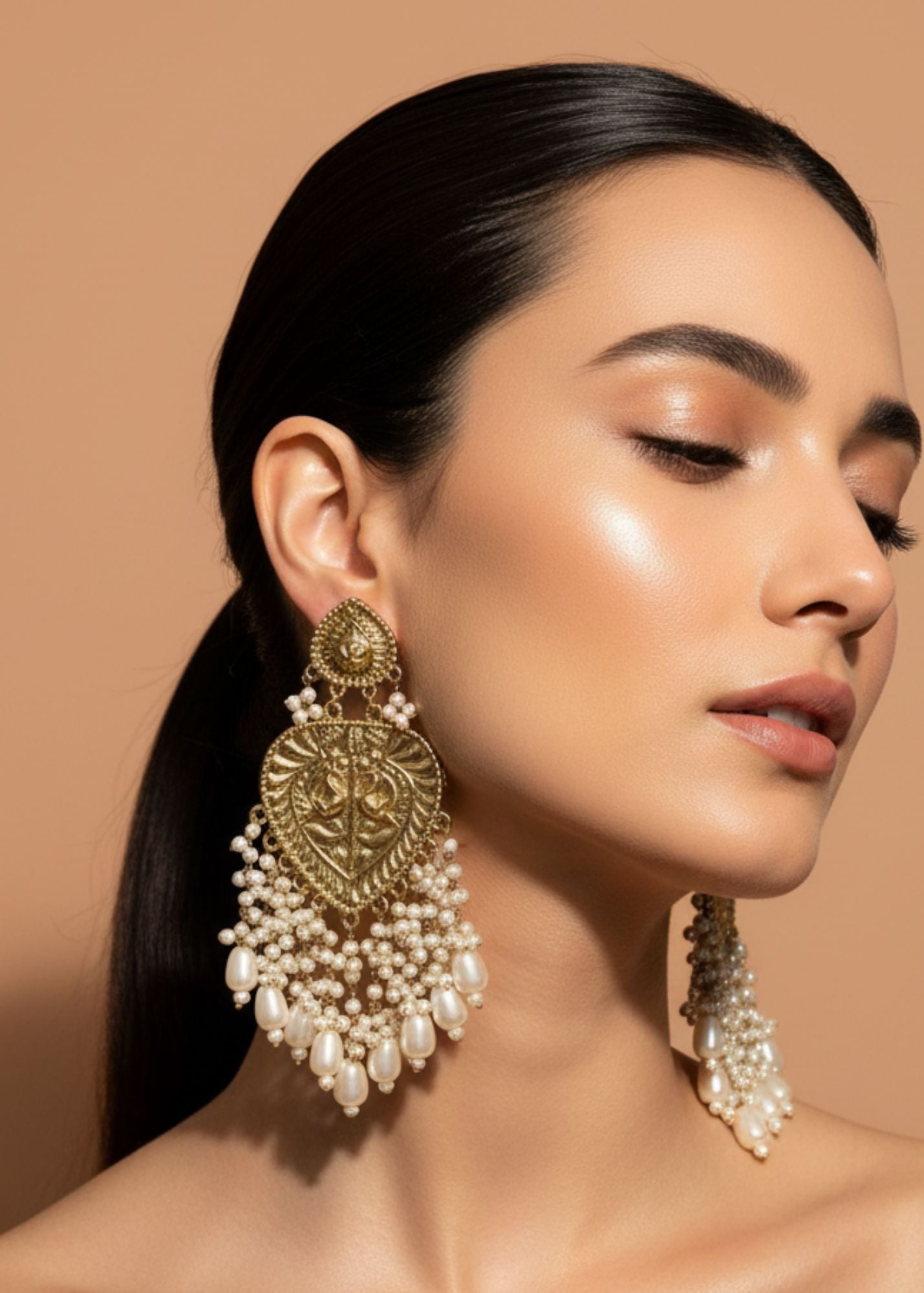 Earrings in Gold, pearl white Color by - Trendy Women Earrings WSR6220