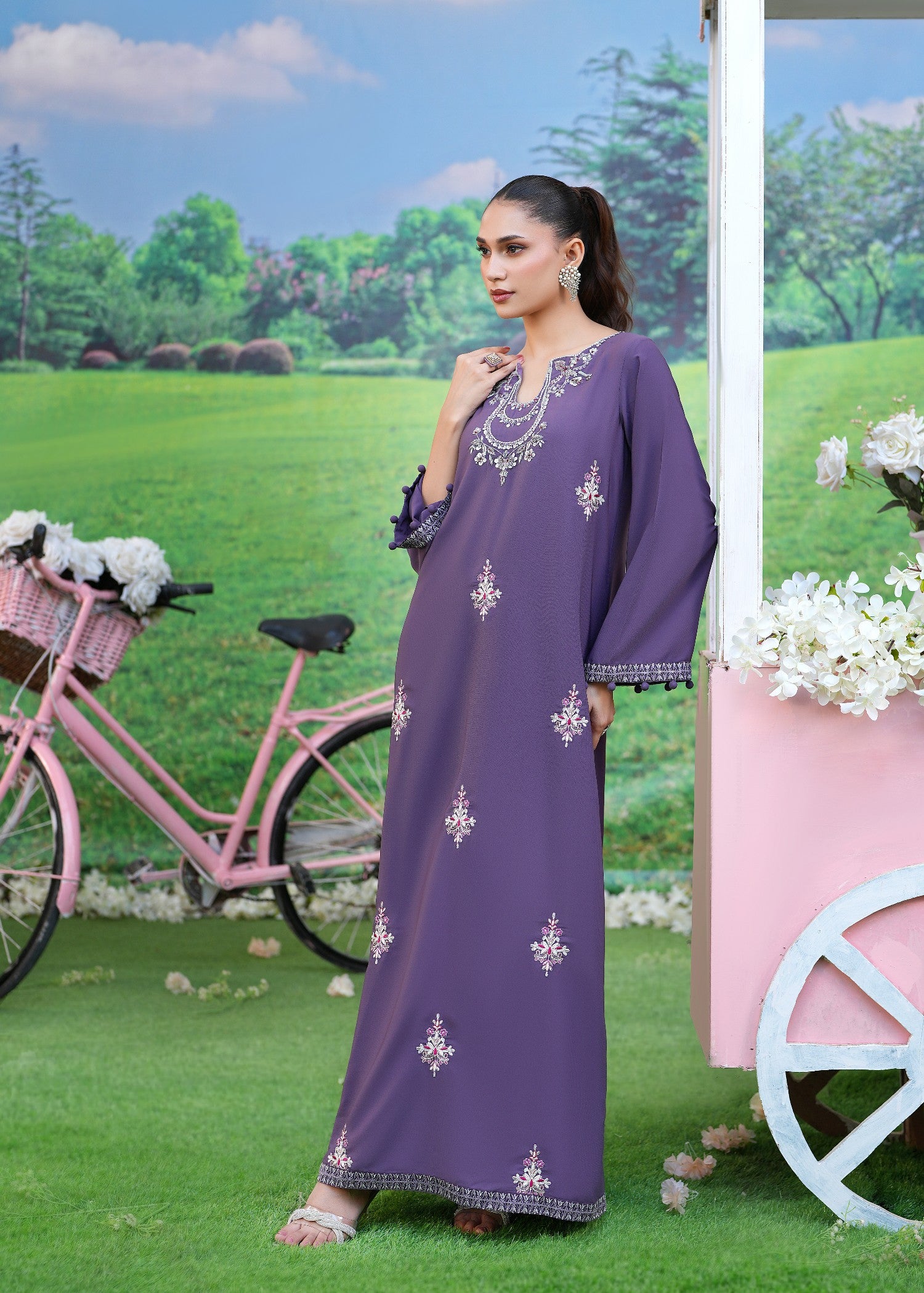 georgette Kaftan in Royal purple