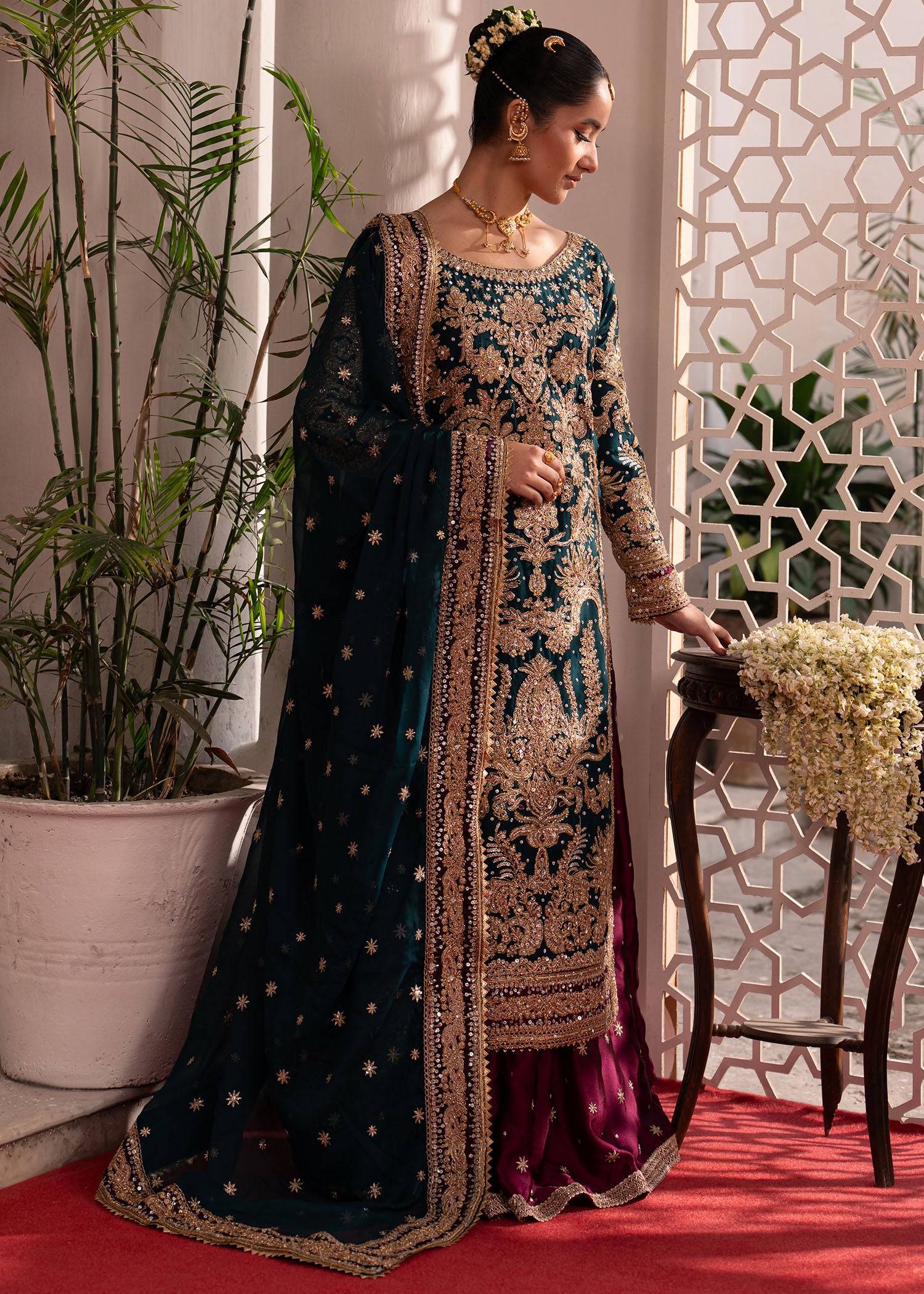 charmuse/shamooz Lehenga in Bottle green