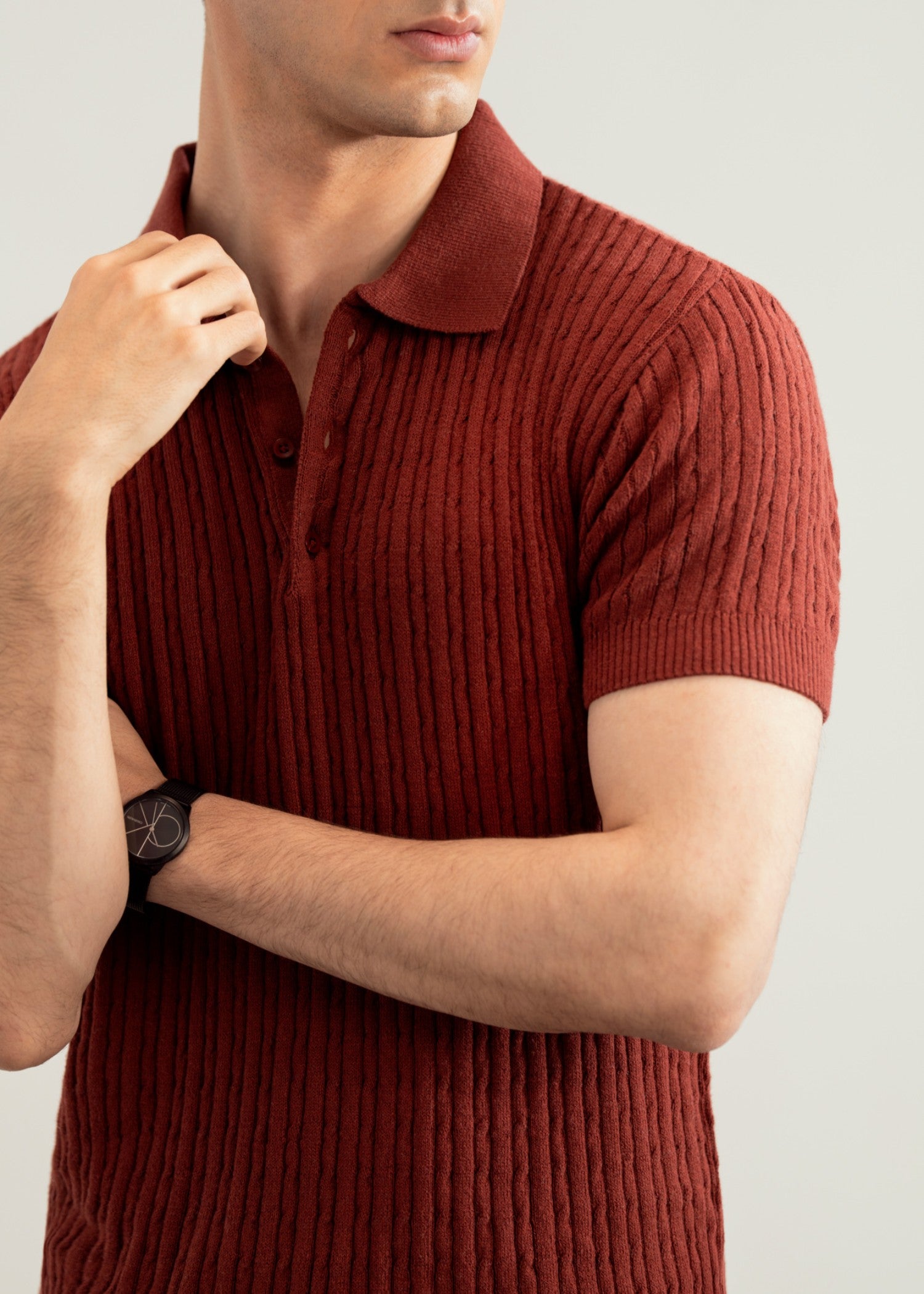 cotton Polo Shirt in Rust orange