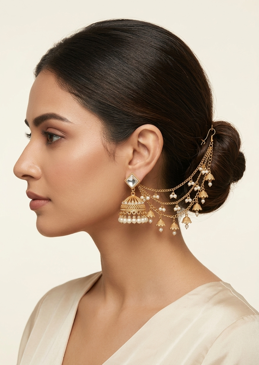 Earrings in Gold, ivory Color by - Trendy Women Earrings BOF8364