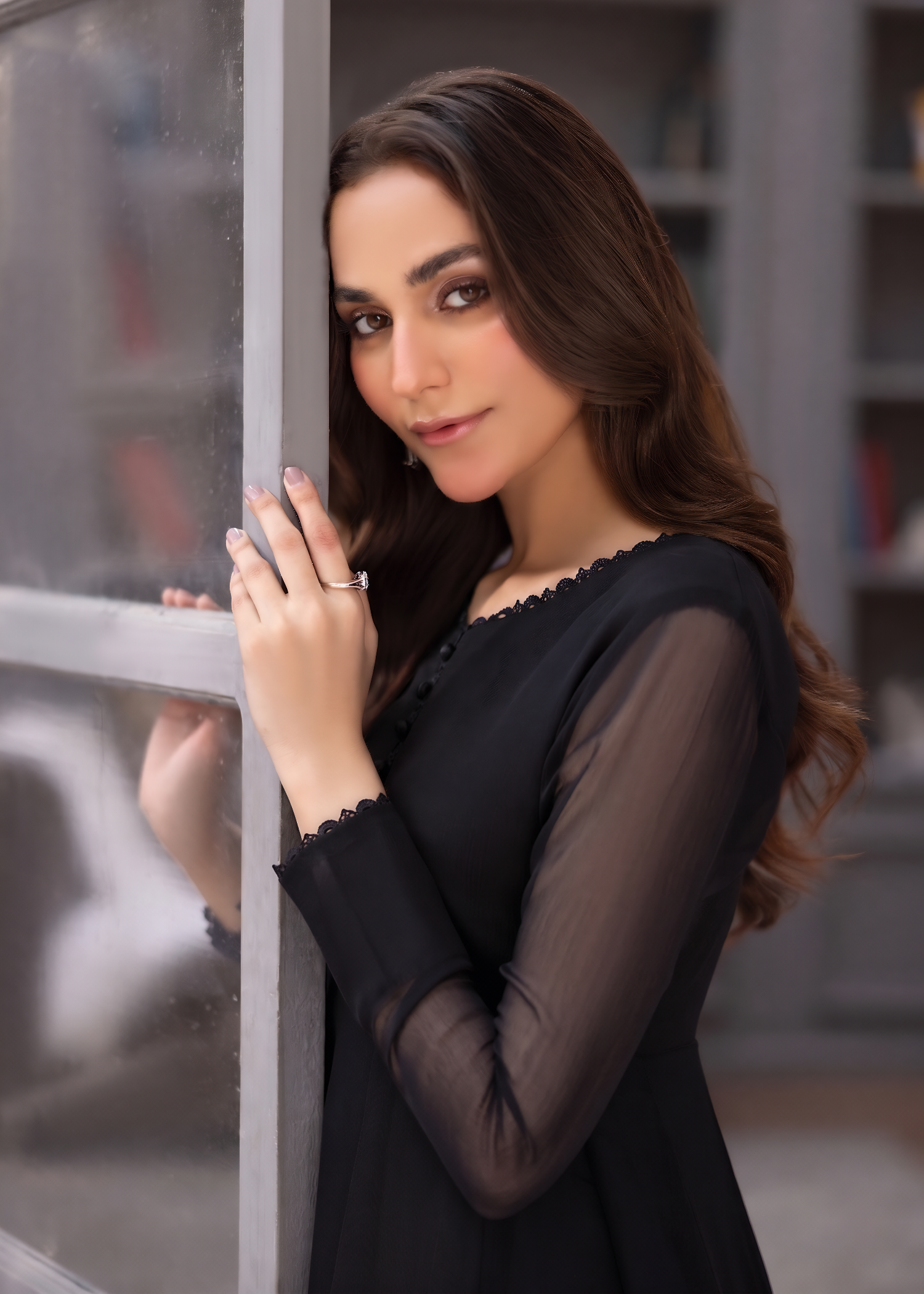 bemberg crinkle chiffon Maxi in Black