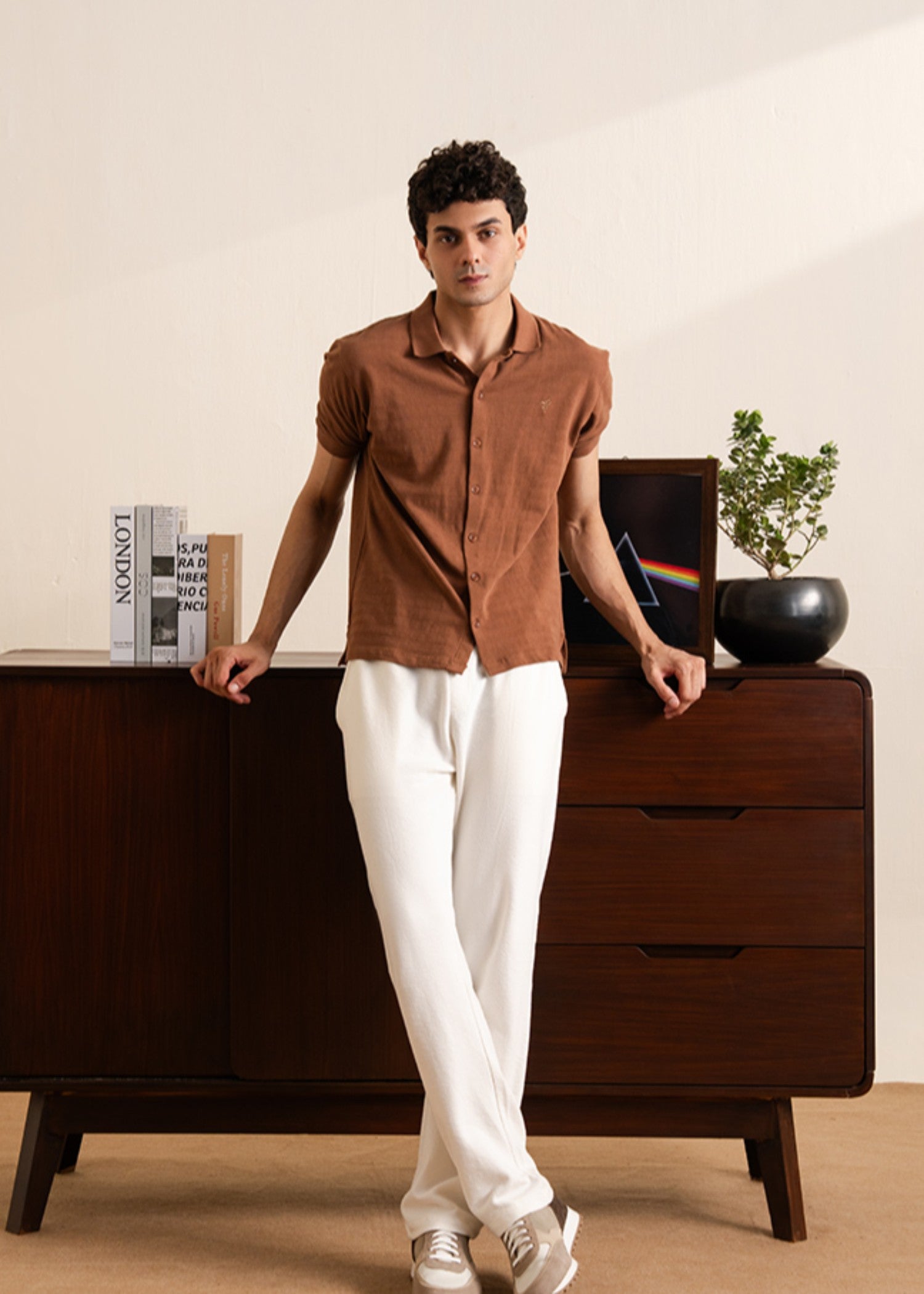 cotton Polo Shirt in Hazelwood brown