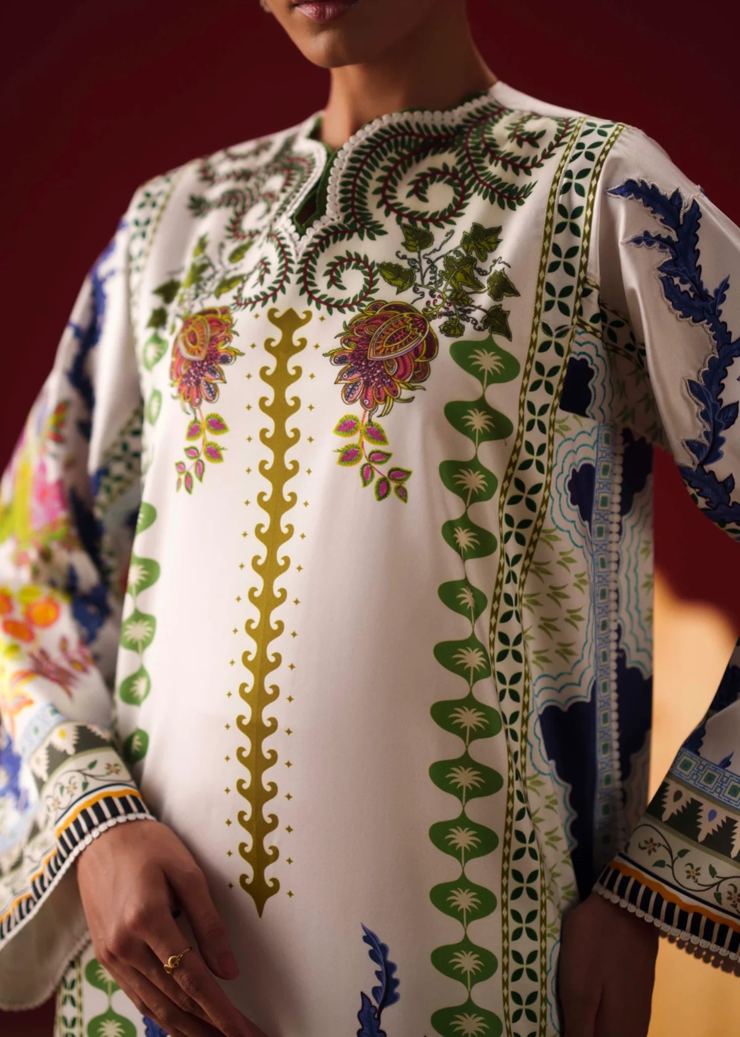 crepe Kurti in Ivory