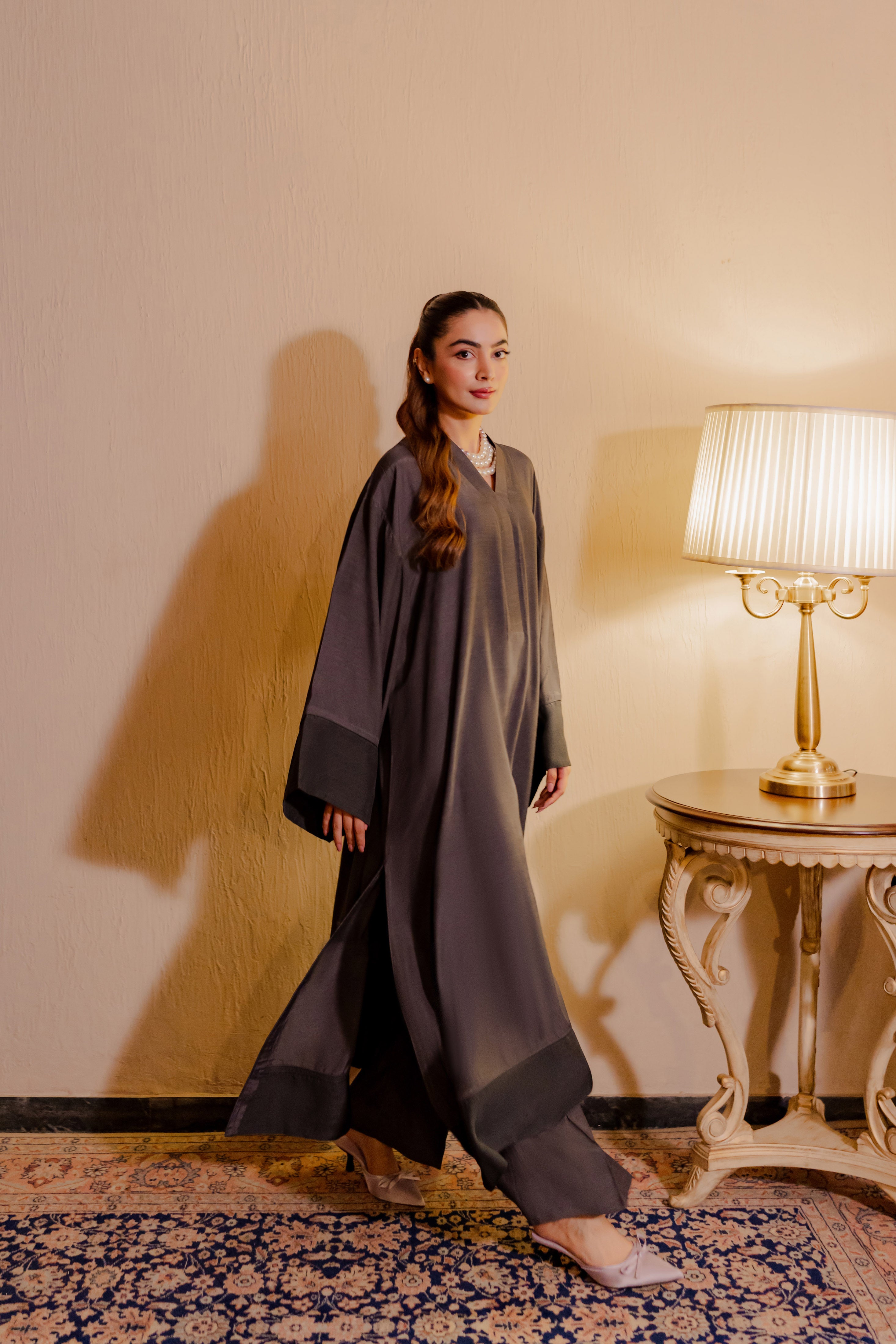 silk Kaftan in Tan brown