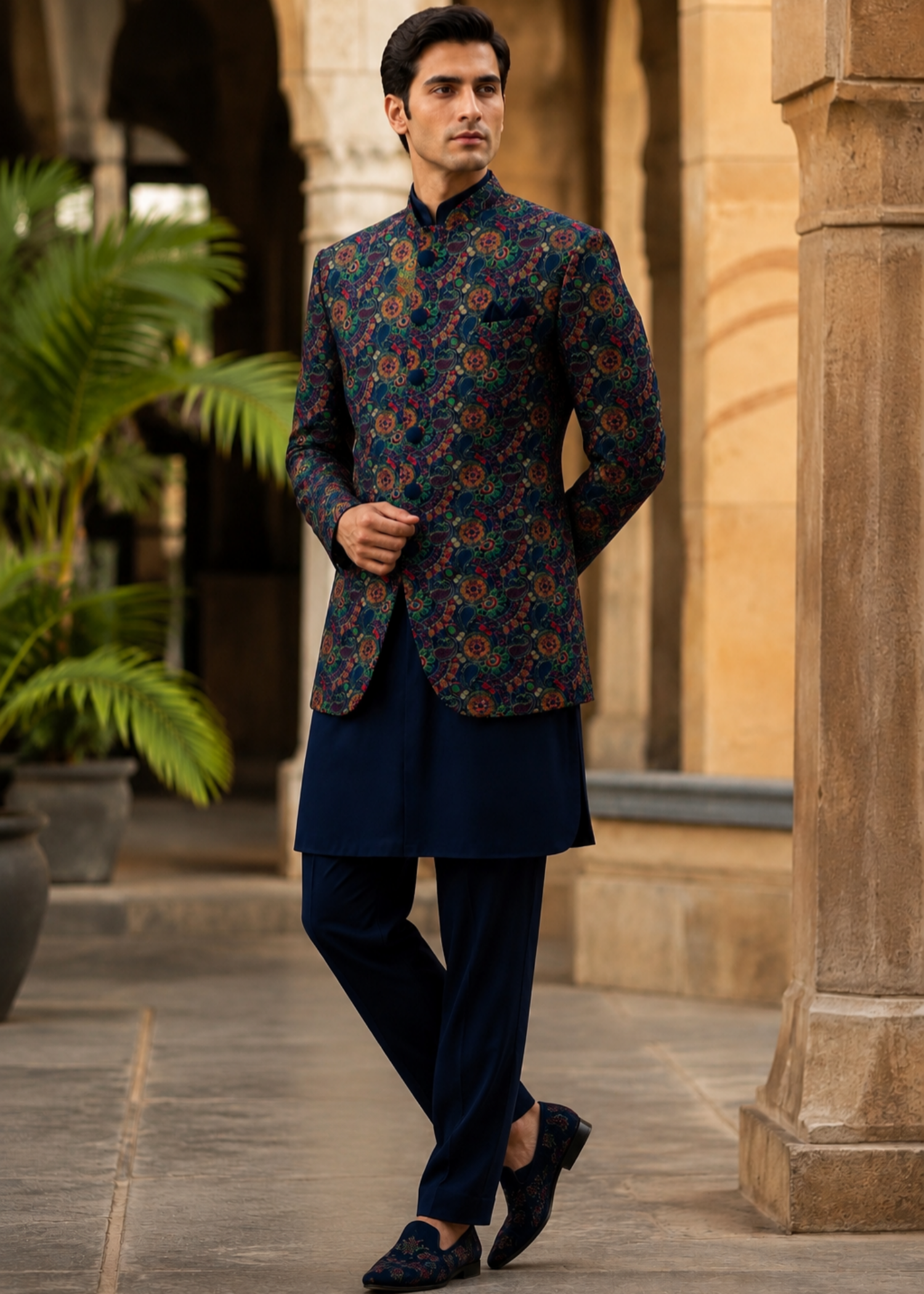 velvet Prince Coat in Dark blue