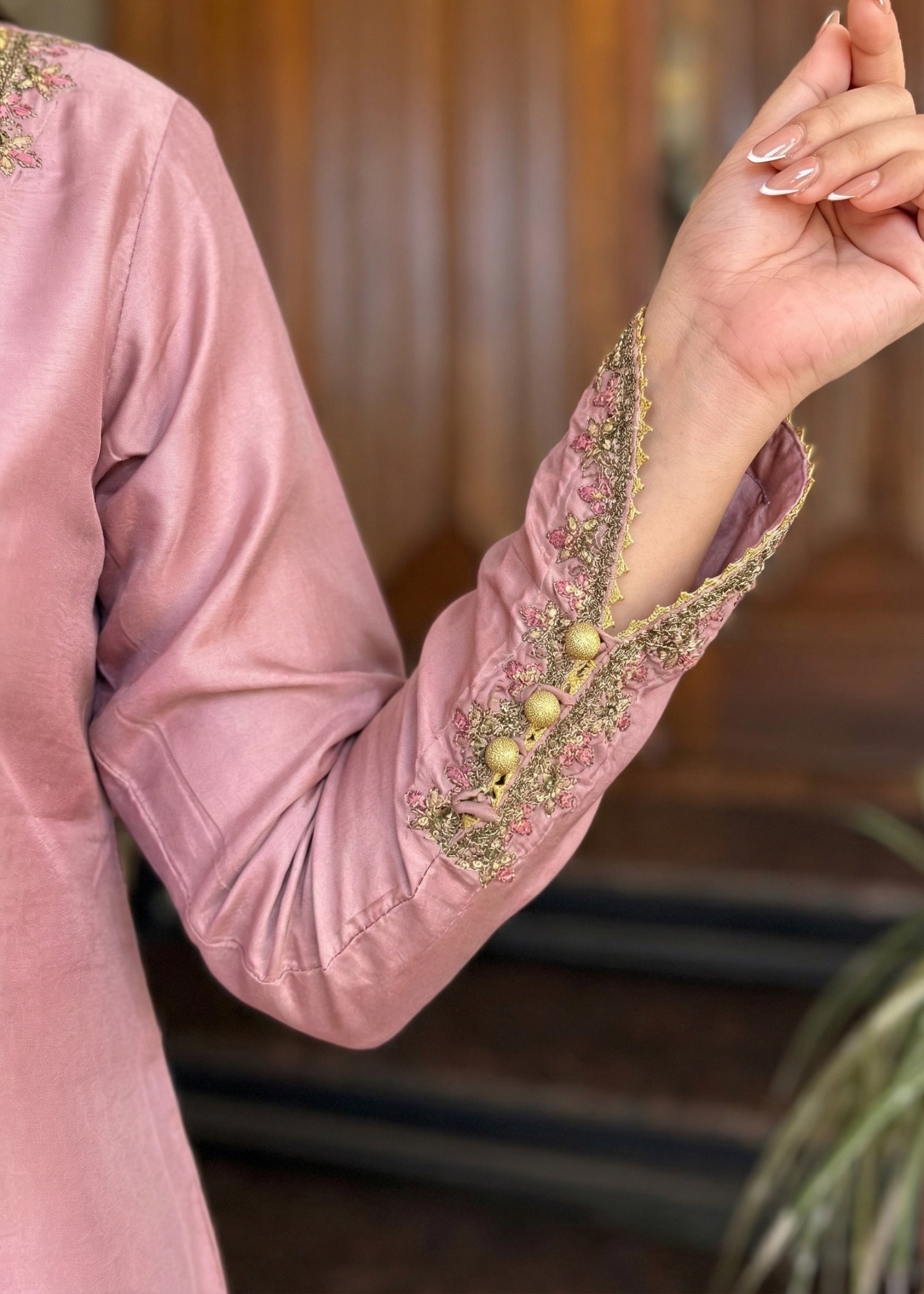 silk Kurta Set in Mauve pink