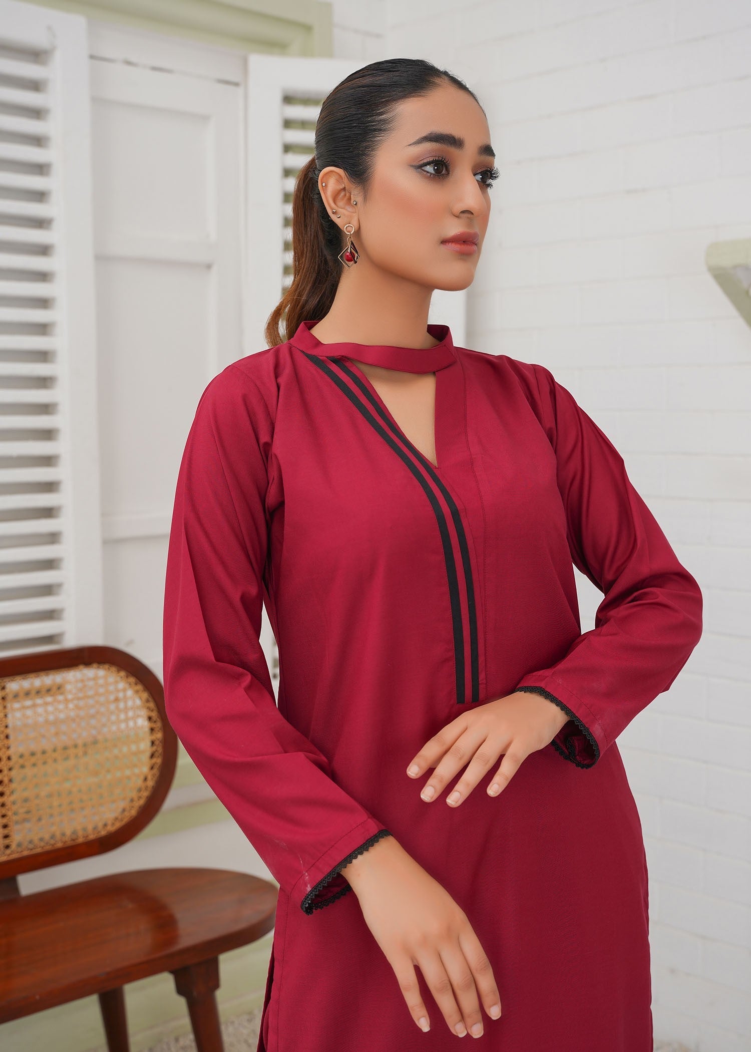 wash & wear Co Ord Sets in Maroon
