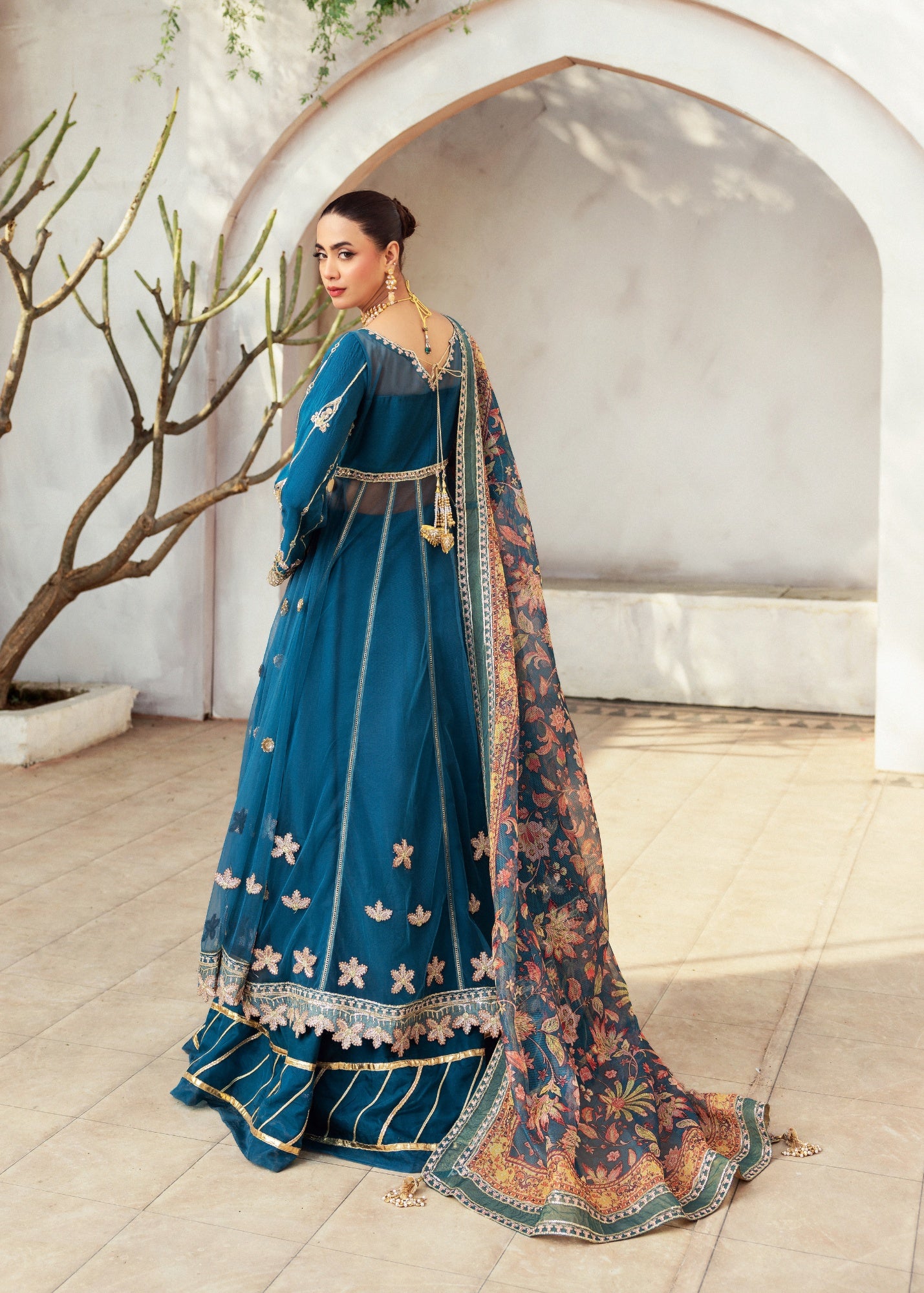 pk grip silk Short Frock in Teal